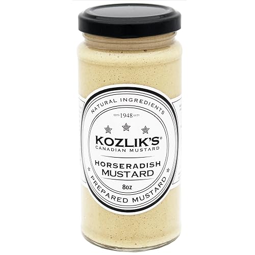 Kozliks Rábano picante picante marrón amarillo Dijon natural sin gluten mostaza sin OMG, tarro de 8.5 onzas (paquete de 3 tarros)