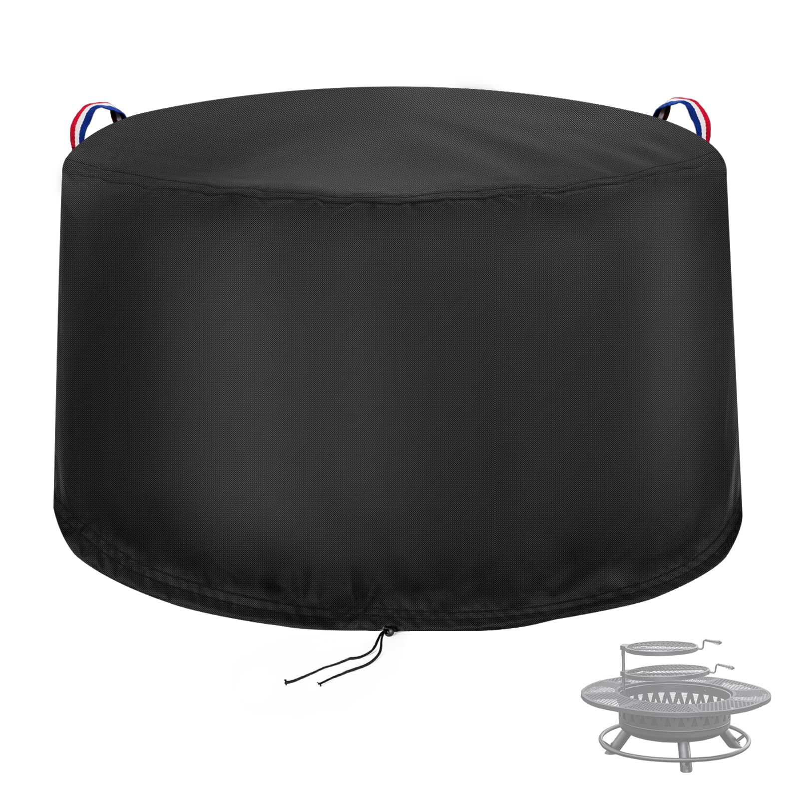 Fire Pit Cover Round 47in 600D Waterproof for Wood Burning