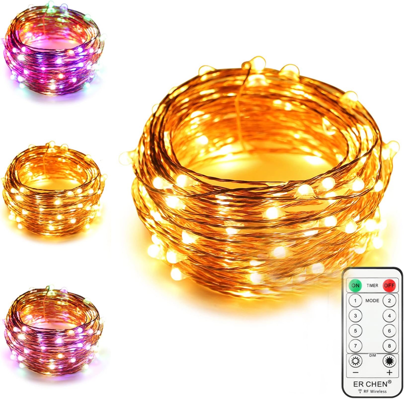 LED Lichterkette 10m Batteriebetrieben - 100 LEDs Mit Fernbedienung & Timer