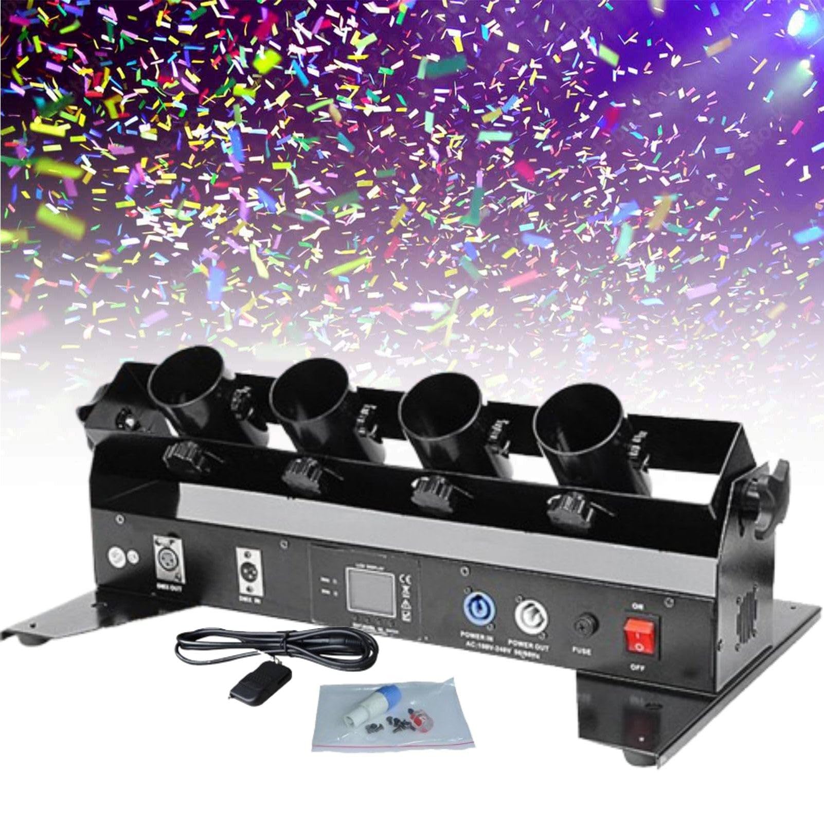 Zdalnie sterowana elektryczna maszyna do konfetti, 4-strzałowa armata do konfetti i wyrzutnia konfetti do efektów scenicznych, wesel, festiwali i przyjęć Machine