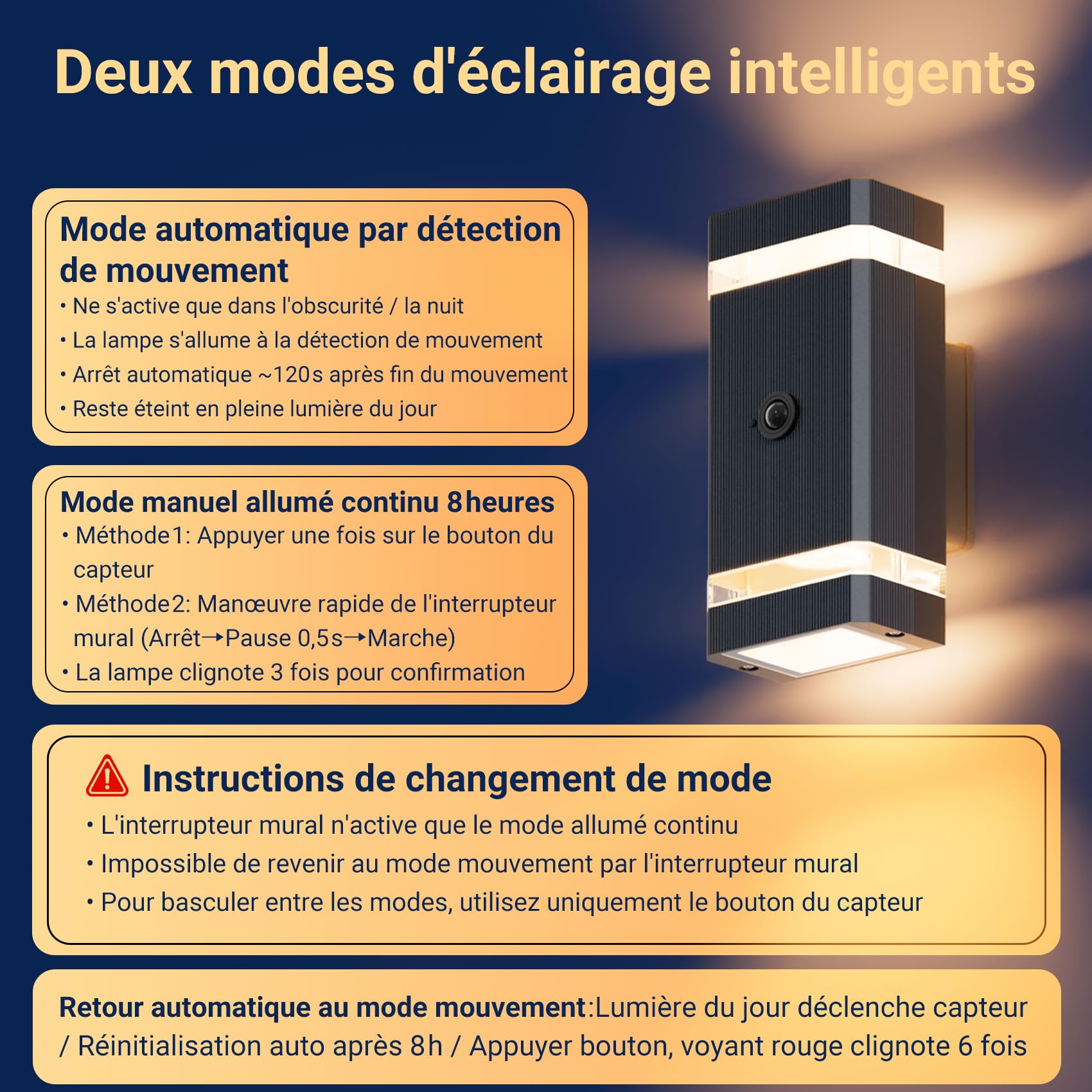 Aipsun Lampe Extérieure avec Détecteur de Mouvement, Applique Murale Led Gu10 avec Détecteur de Mouvement pour Éclairage Extérieur et Intérieur, Applique Murale à Lumière Haut et Bas, IP65,Anthracite