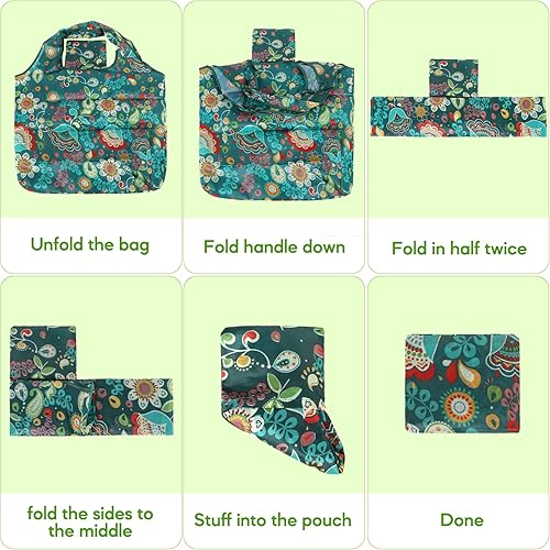 Miniatura 6 de SZUAH Paquete de 6 bolsas plegables reutilizables para comestibles, bolsas de compras para comestibles, bolsas de compras para guardar en el