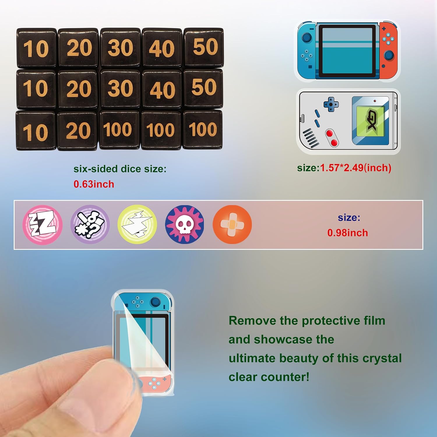 24×14 PTCG Playmat Set with 22-Piece Damage Counters and Professional Storage Bag - Premium Game Mat (Blue)