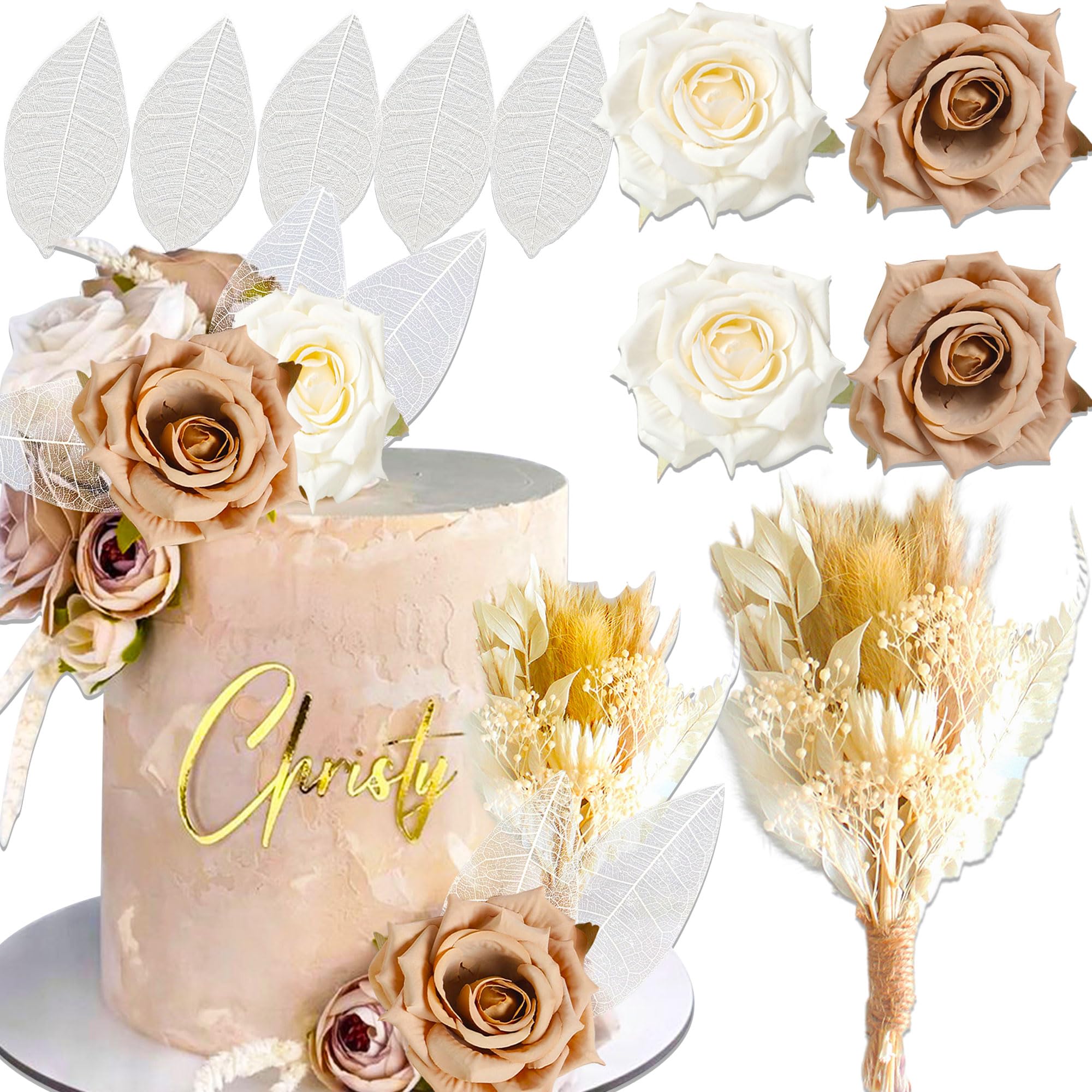 JeVenis Boho Cake Decorations Cake Flowers Decorations Boho Cake Topper Floral Cake Topper Flower Cake Toppers for Wedding Baby Shower Birthday Party