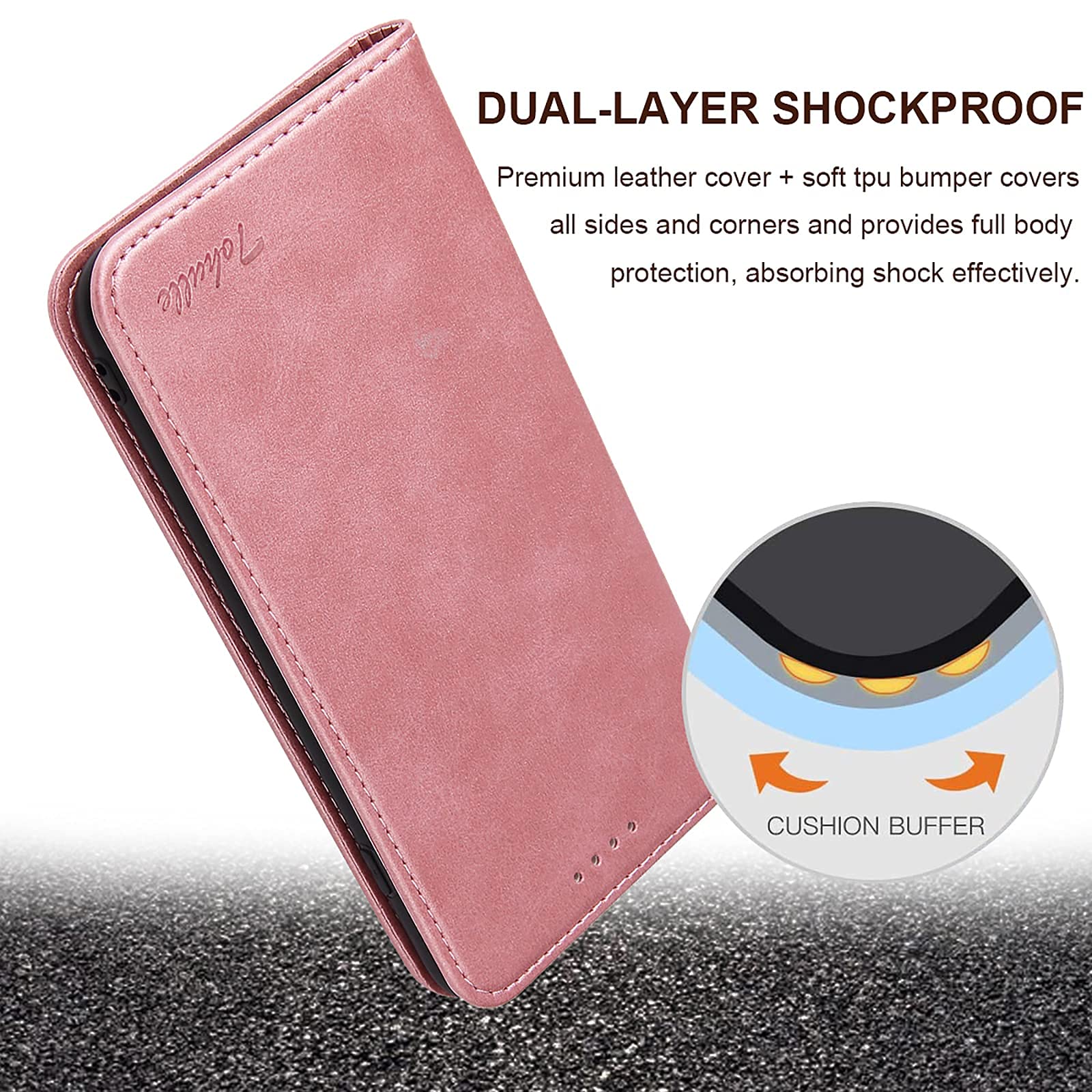 EYZUTAK Custodia A Portafoglio Con Supporto Per IPhone 8 Plus / 7 Plus – Pelle PU Rosa Oro, Chiusura Magnetica - 3