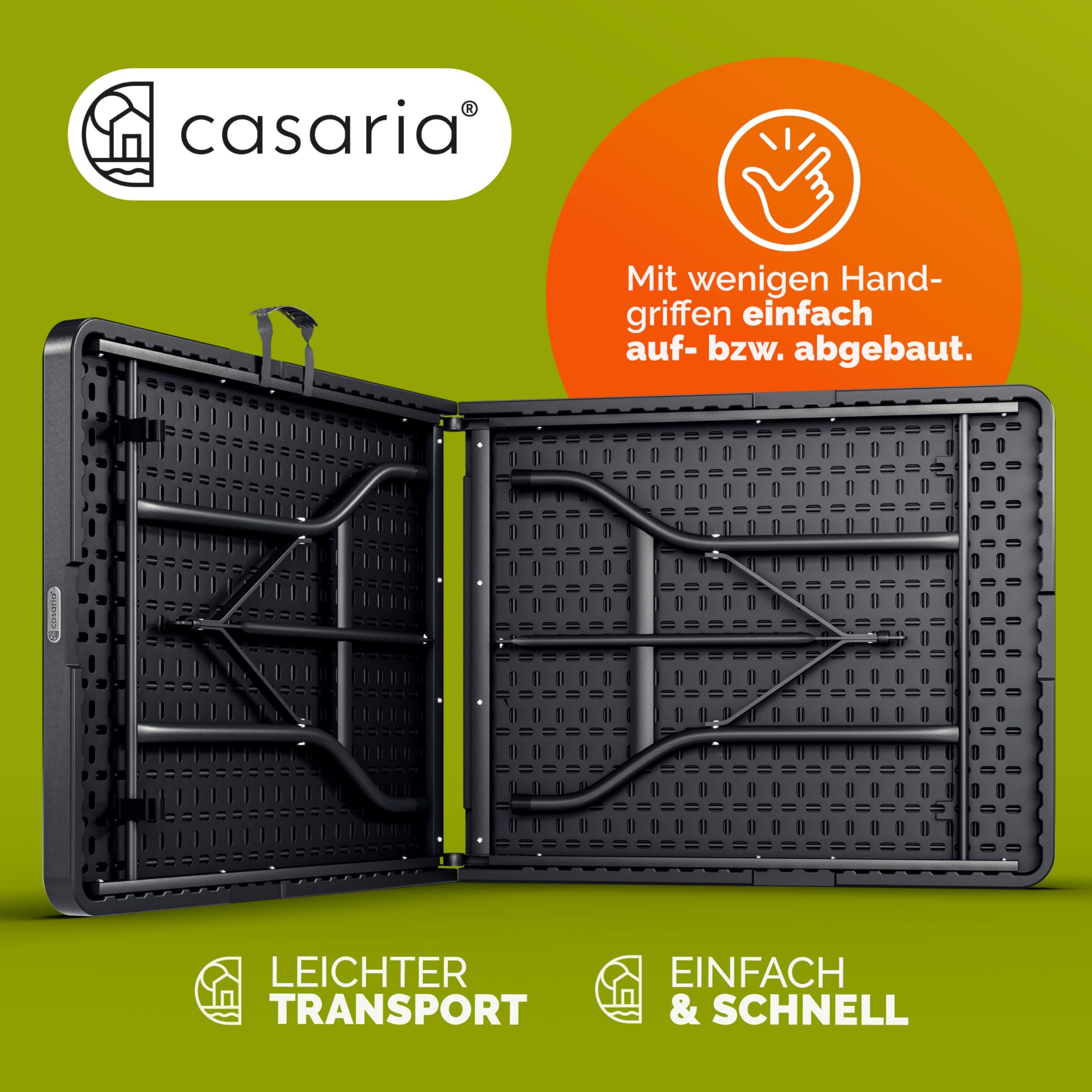 Casaria® Gartentisch 183x76cm Klappbar Wetterfest Tragbar Kunststoff 8 Personen Garten Terrasse Camping Balkontisch Klapptisch Buffettisch Anthrazit