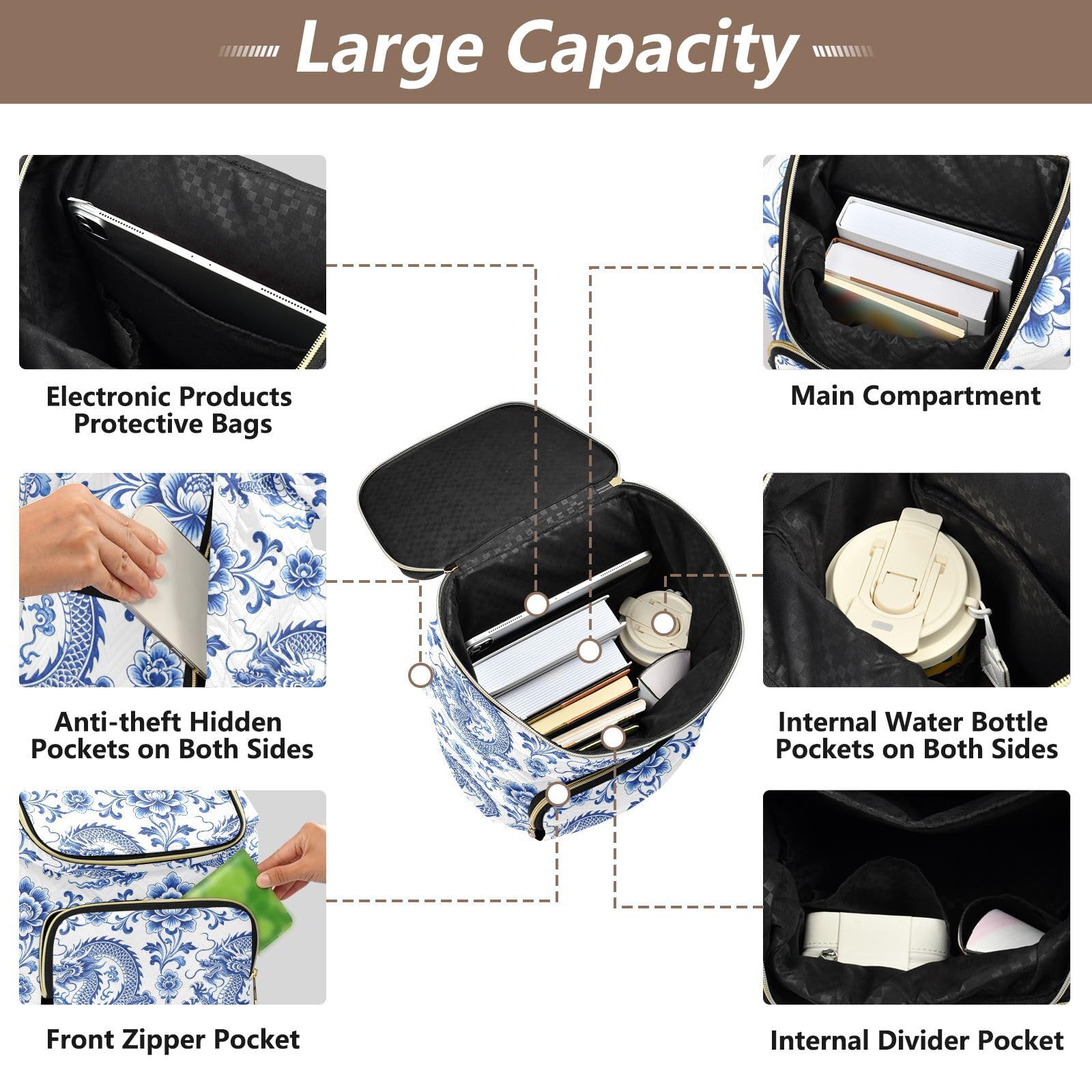 Zaino da 15L alla moda per le donne borsa versatile leggera
