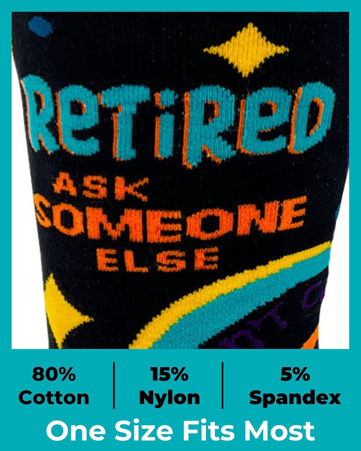 Fabdaz Retired Ask Someone Else Men's Novelty Crew Socks - 1 Pair, 1 Size Fits Most - Image 5