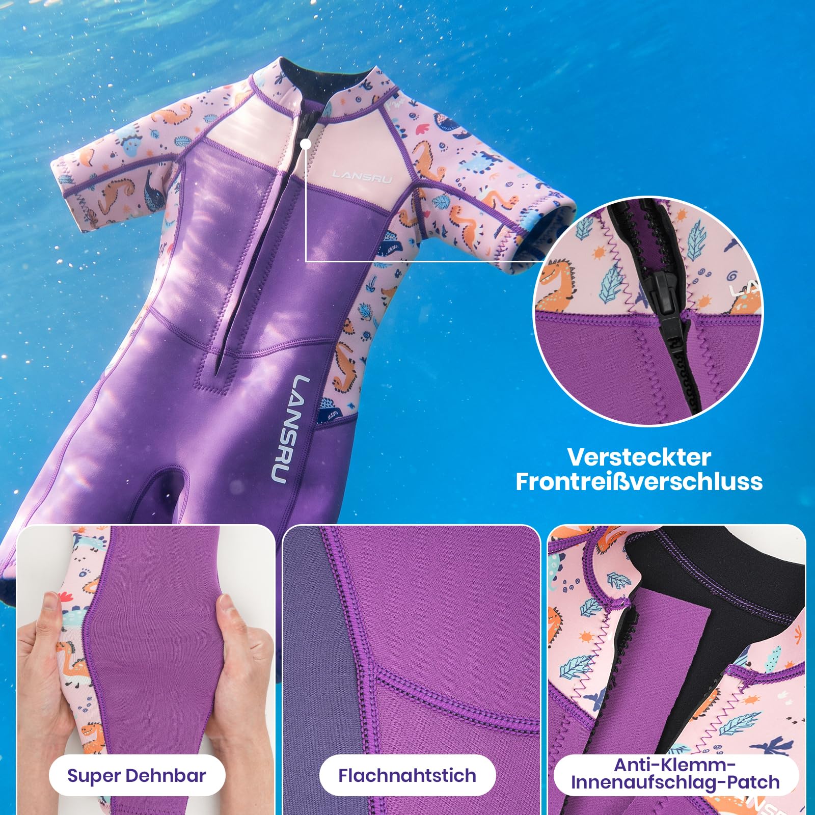 Combinaison en néoprène pour enfants, 2,5 mm Shorty néoprène avant fermeture éclair combinaisons de plongée surf natation plongée plongée chaude pour sports nautiques