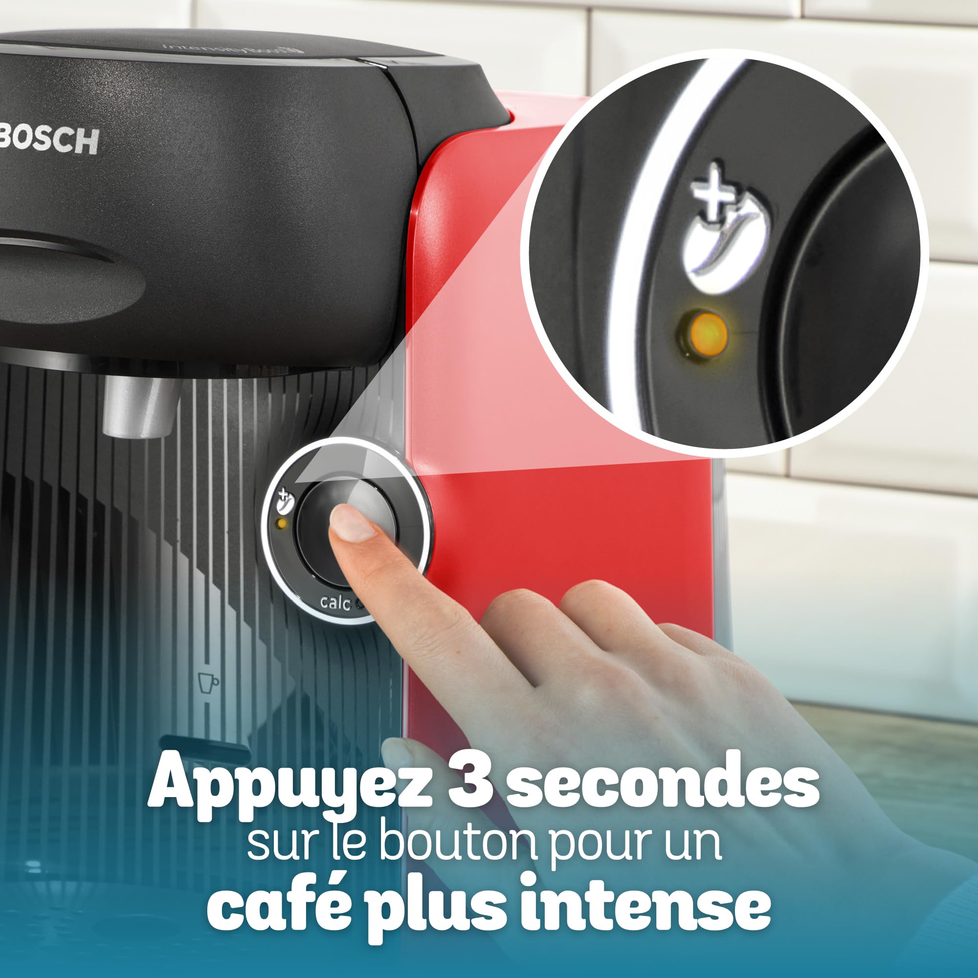 Bosch Tassimo Finesse TAS163E Machine à café multi-boissons, 70 boissons chaudes, IntensityBoost, cafétière à dosettes, rouge