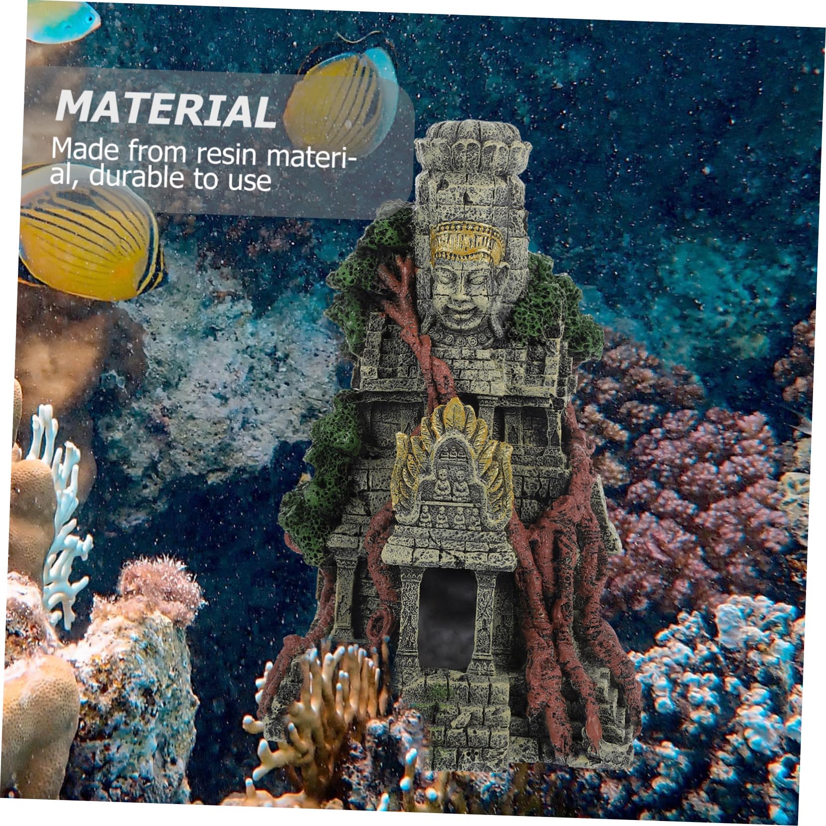 Mipcase Decoración De Templo De Simulación para Acuario Adorno De Resina para Peces Cueva De Escondite para Decoración De Templo Funciona como Refugio para Peces Agua para Acuarios De Agua