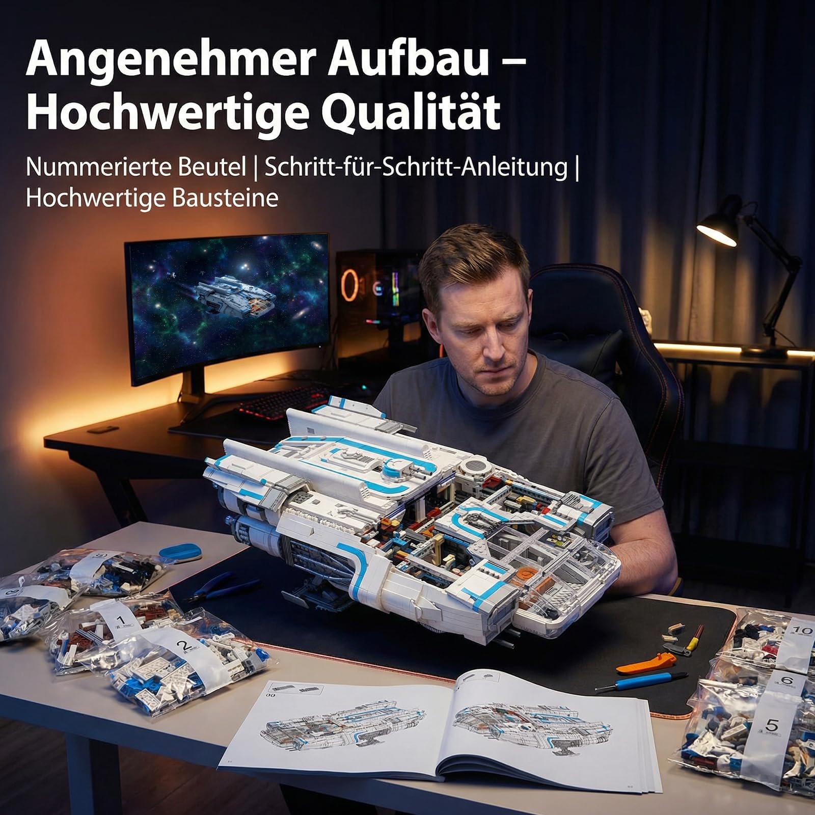 Raumschiff Klemmbausteine Space Wars - 5611 Teile Technik Spaceship Modular Buildings, Sci-Fi Bauset für Erwachsene Kompatibel mit Barweer BWR008