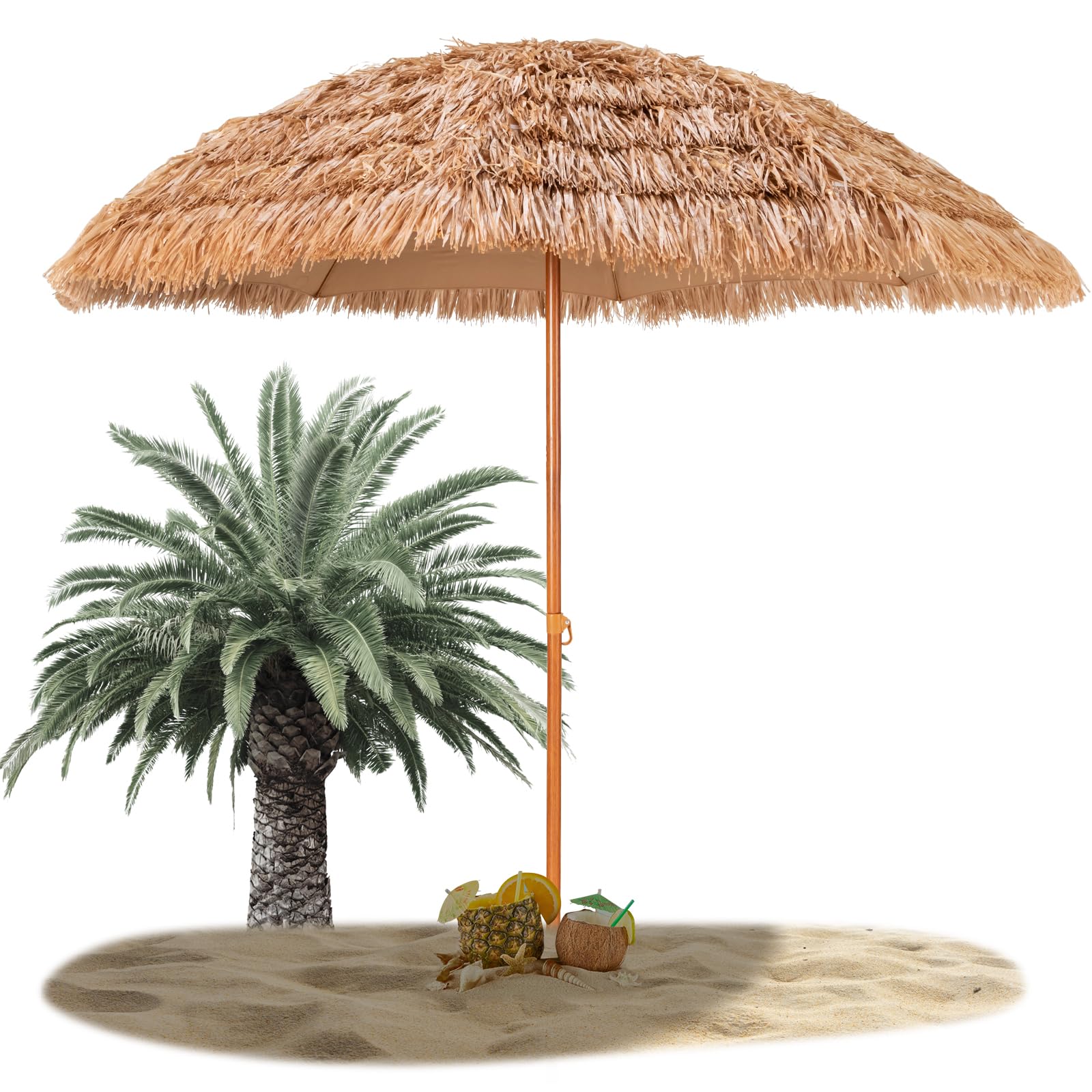 RELAX4LIFE Parasol Exotique en Paille Hawaïen Φ243CM