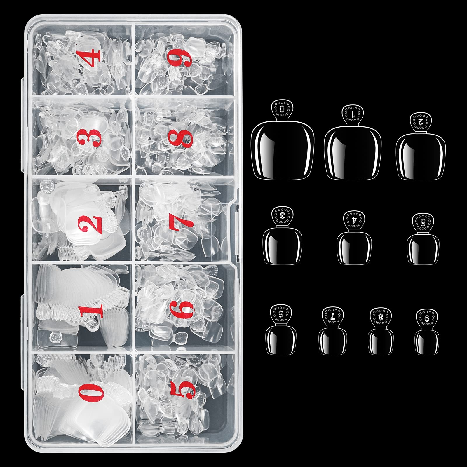 ranroseFake Toenail Tips 500PC Full Cover Acrylic Toenails 10 Sizes False Toe Nails with Box Nail Tips for Toe Short Press on Artificial Fake Toenails for Foot Manicure Decoration