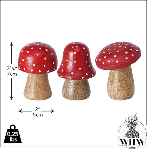 Miniatura 5 de WHW Whole House Worlds Farmers Market - Juego de 3 figuras decorativas, arte, rojo brillante con puntos blancos y natural, madera de mango, 2.75