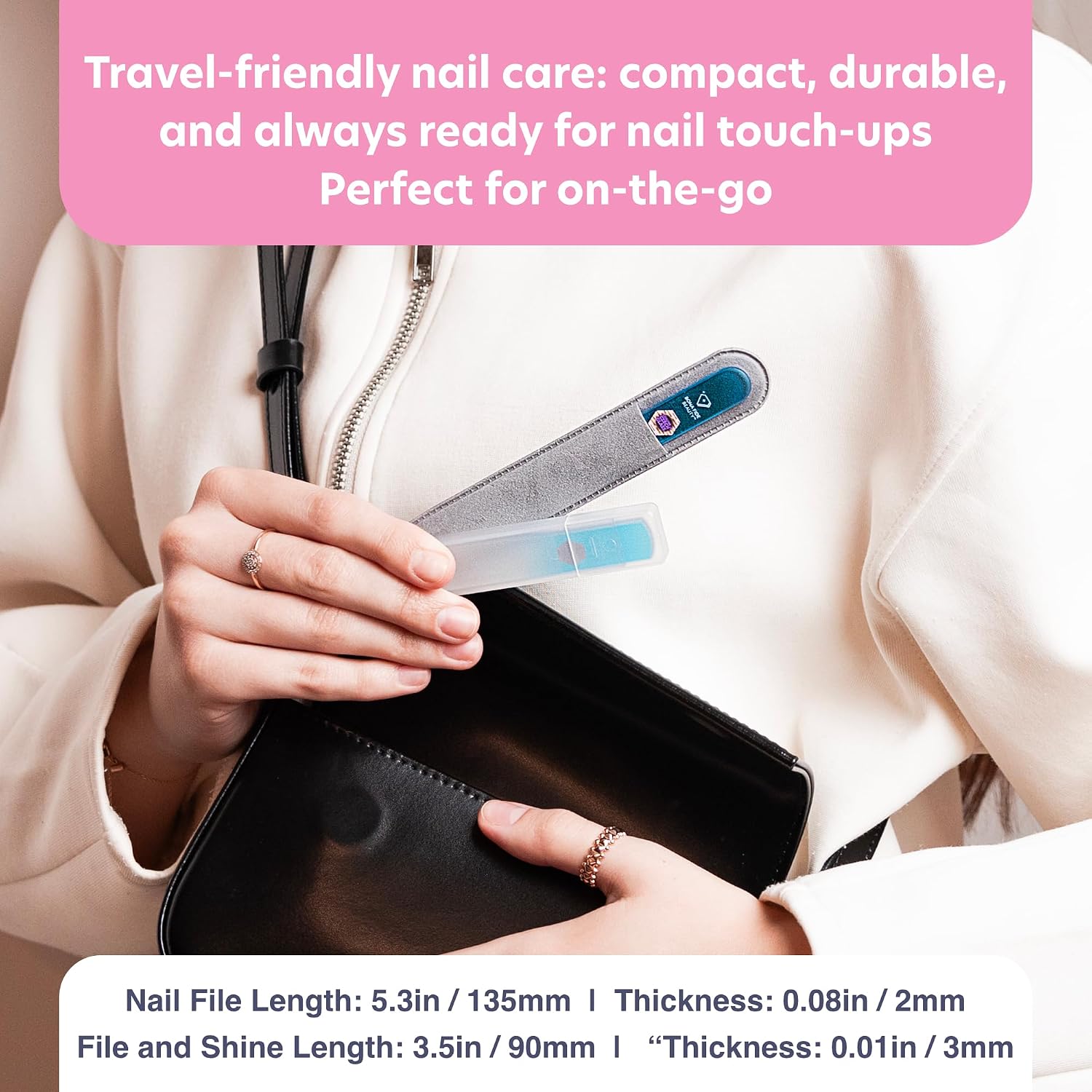 Bona Fide Beauty Czech Glass Nail File and Shiner Duo Set (Aqua)