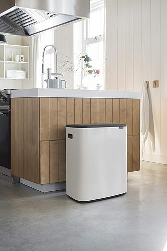 Miniatura 5 de Brabantia Bo Touch Top - Cubo de basura de 16 galones (blanco), cubo de basura suave para cocina y reciclaje con compartimento extraíble