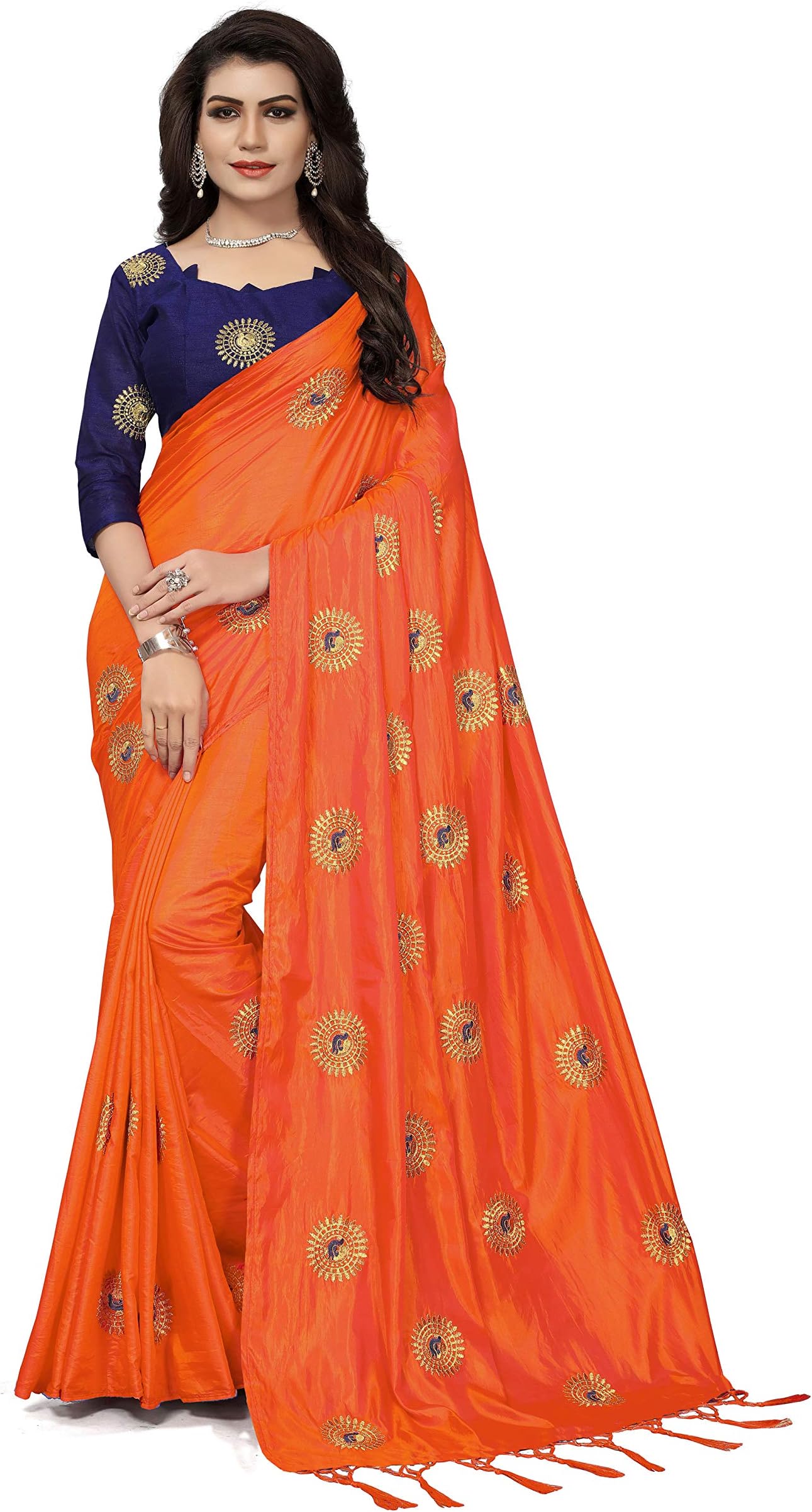 FASHION RITMO Women's Paper Silk Saree With Un-stitched Blouse