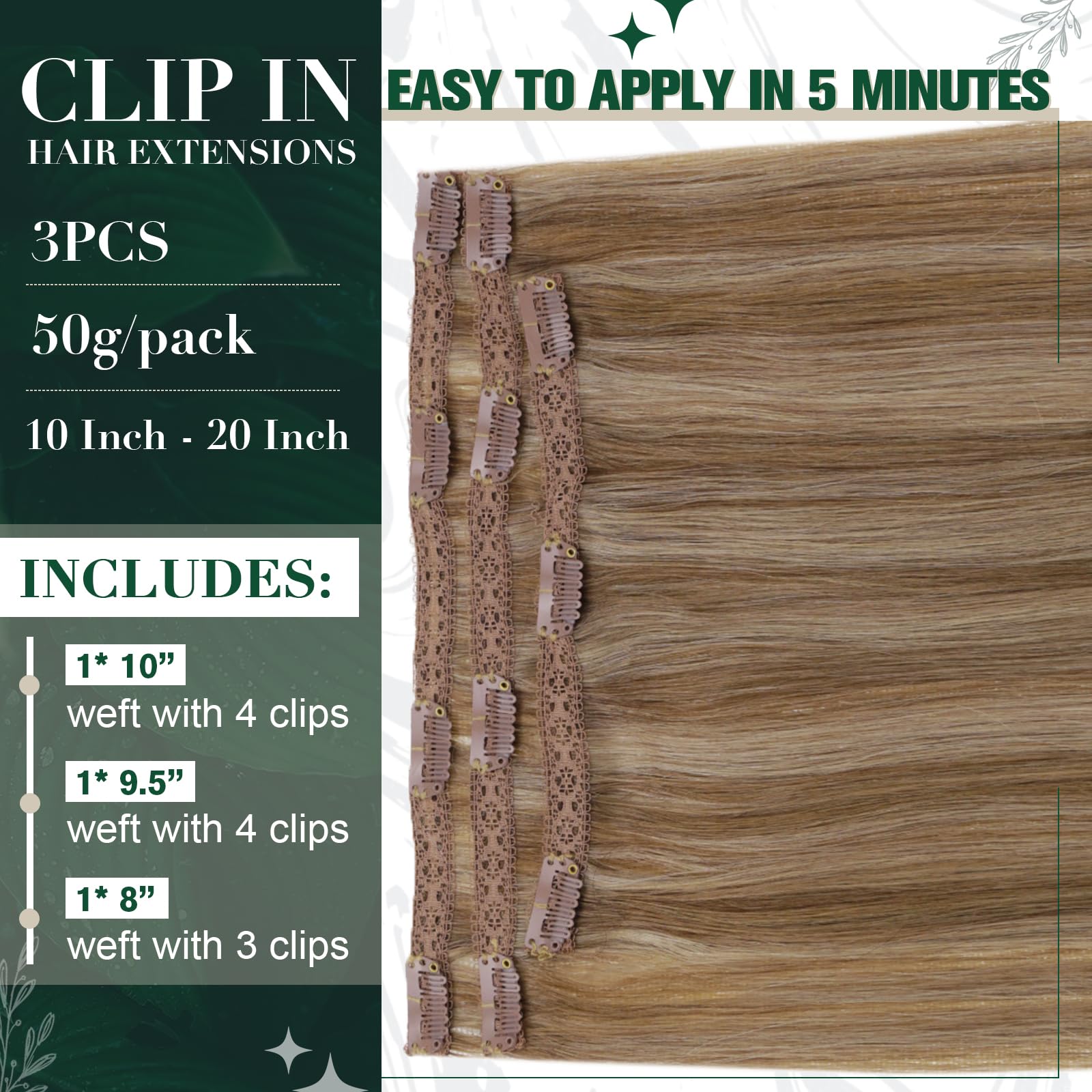 Amazon.com : RUNATURE Clip in Hair Remy Human Hair Clip in  display picture 2
