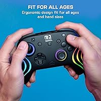 Vista 10 de Turtle Beach Afterglow Wave Wireless RGB Gaming Controller - Officially Licensed for Nintendo Switch 2, Nintendo Switch/Switch Lite/OLED - TMR Negro