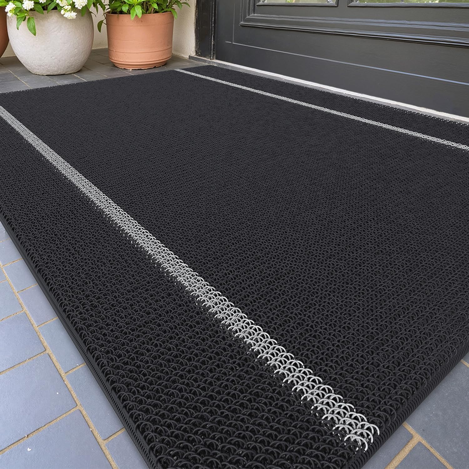 Color&Geometry Large Thin Front Door Mat Indoor Entrance Non Slip Rubber Backed, 32"x48" Indoor Door Mats For Entryway, Dirt Trapper Double Doormat, Washable Front Door Rugs, Charcoal Grey - View #3