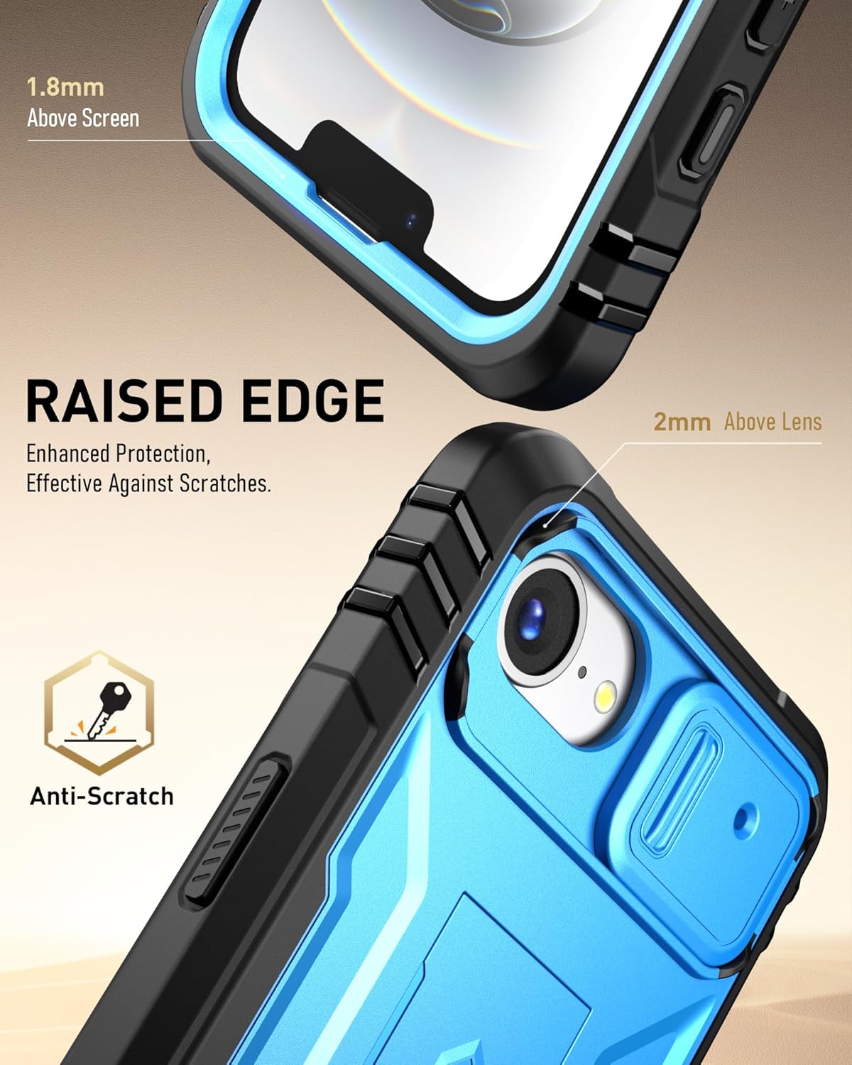 Poetic Revolution Case for iPhone 16e 6.1 inch, [Slide Camera Cover], Full-Body Military Grade Rugged Shockproof Cover with Kickstand and Built-in-Screen Protector, Light Blue - Image 7