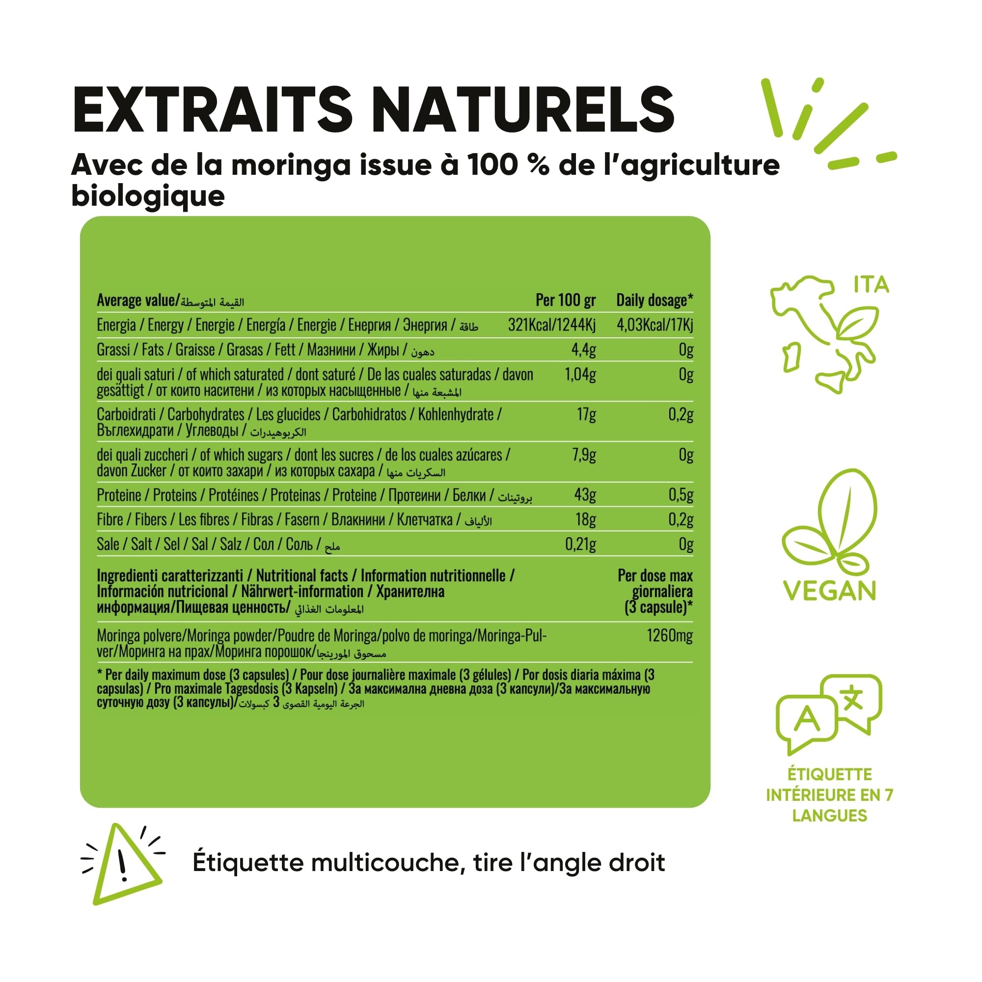 LOW CORTISOLO – Phosphatidylsérine 450 mg + Moringa Oleifera BIO | Pour abaisser le cortisol, ventre de stress | Complément mémoire et concentration | 150 gélules végétales Made in Italy | RedMoringa