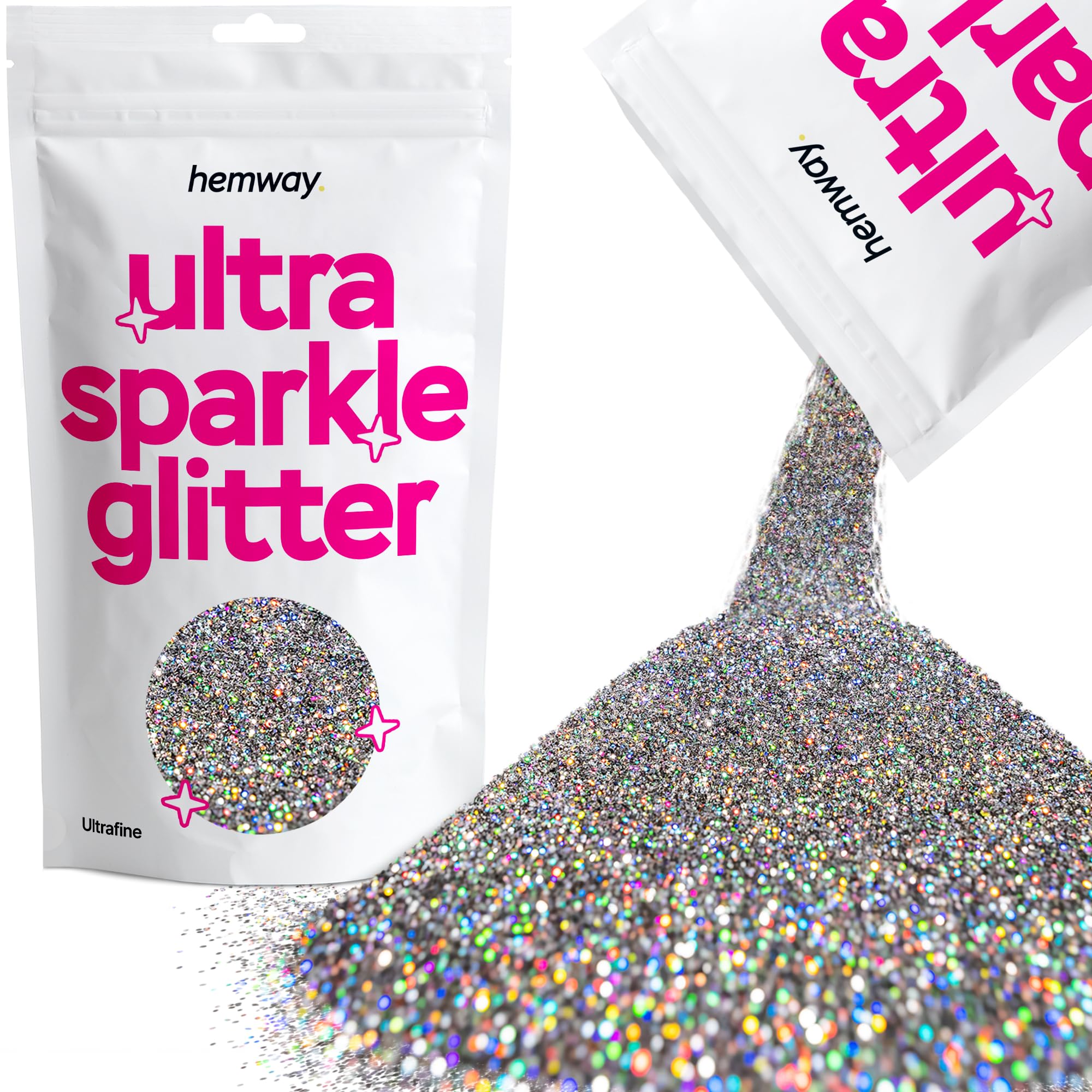 Hemway Ultra Sparkle Glitter Baby Pink Iridescent 100g Fine | Glitter for Arts & Craft, Makeup, Nail Art, Crafting, Card Making, Sparkle Decoration — view 47