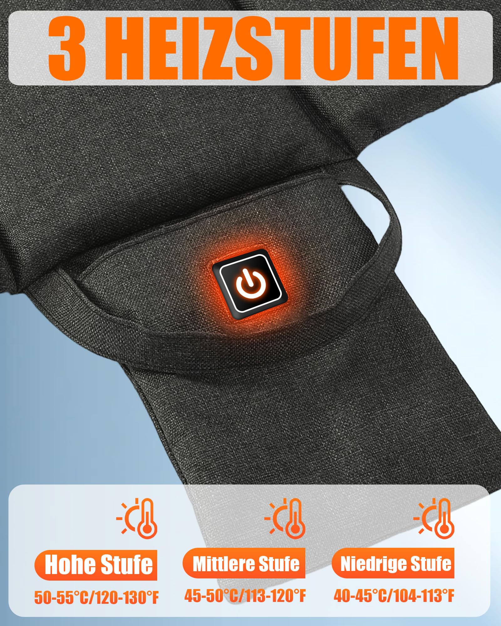 CYCYHEAT 10000mAh Beheiztes Sitzkissen mit Akku – USB TragbaresBeheizbares Sitzkissen, Heizkissen für Bürostuhl, Camping, Outdoor, Angeln