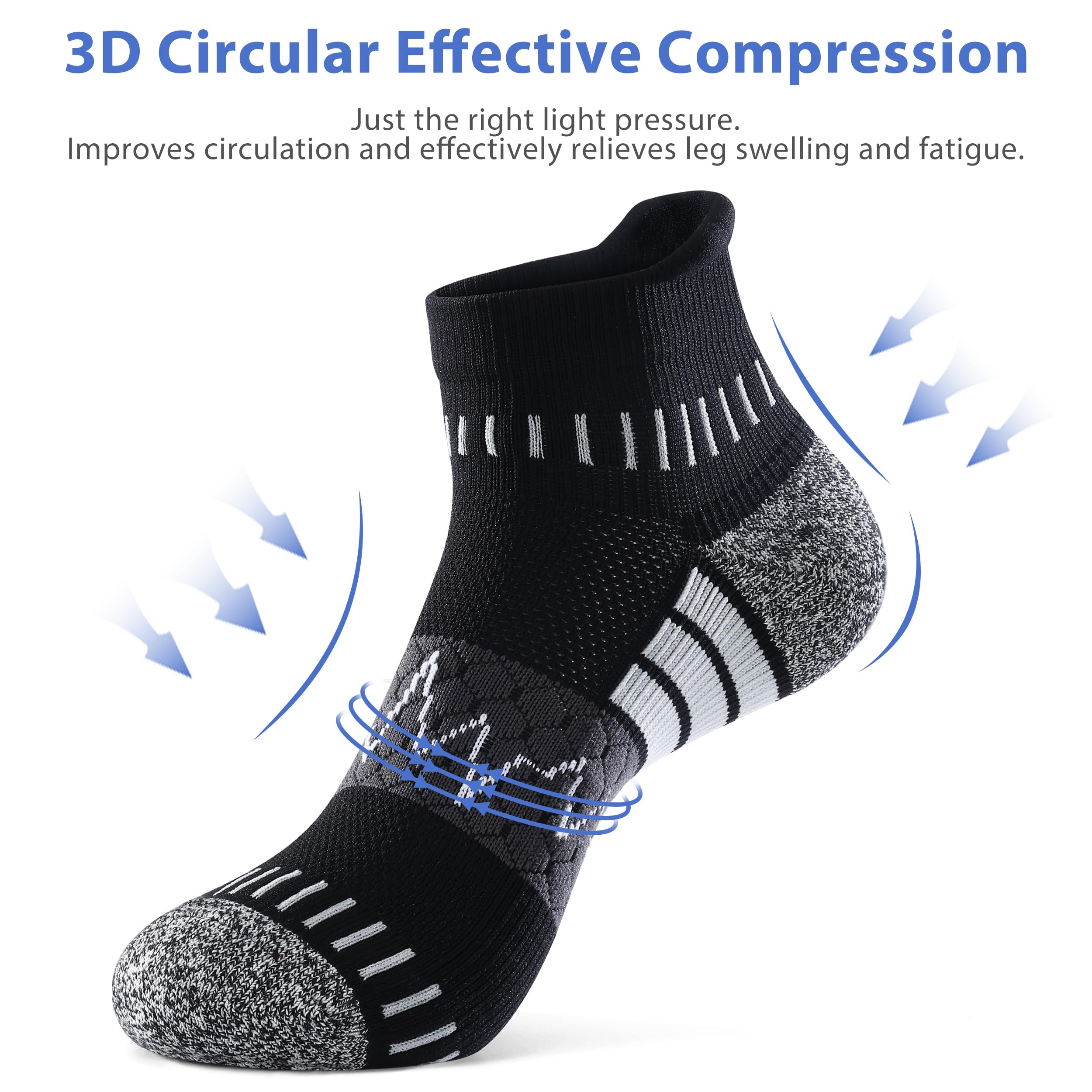 IRAMY Calcetines de compresión para tobillo hombre y mujer, para correr, con soporte del arco del pie y amortiguación, alivio de la fascitis plantar, 3/5 pares