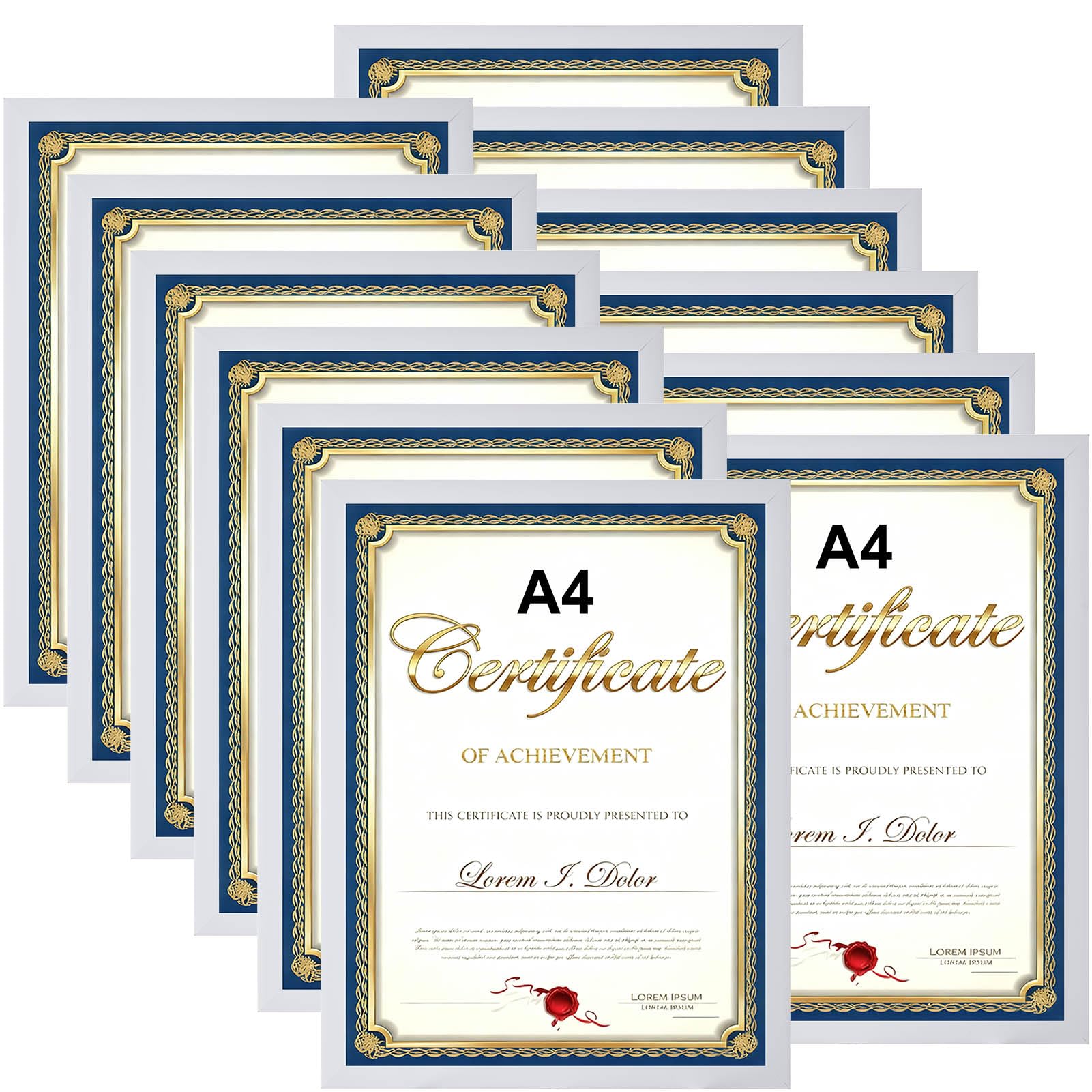 MYGOGYM A4 Photo Frames White 12 Pack, A4 Certificate Multiple Picture Frames Set Modern Style, Tabletop or Wall Mount — image 1