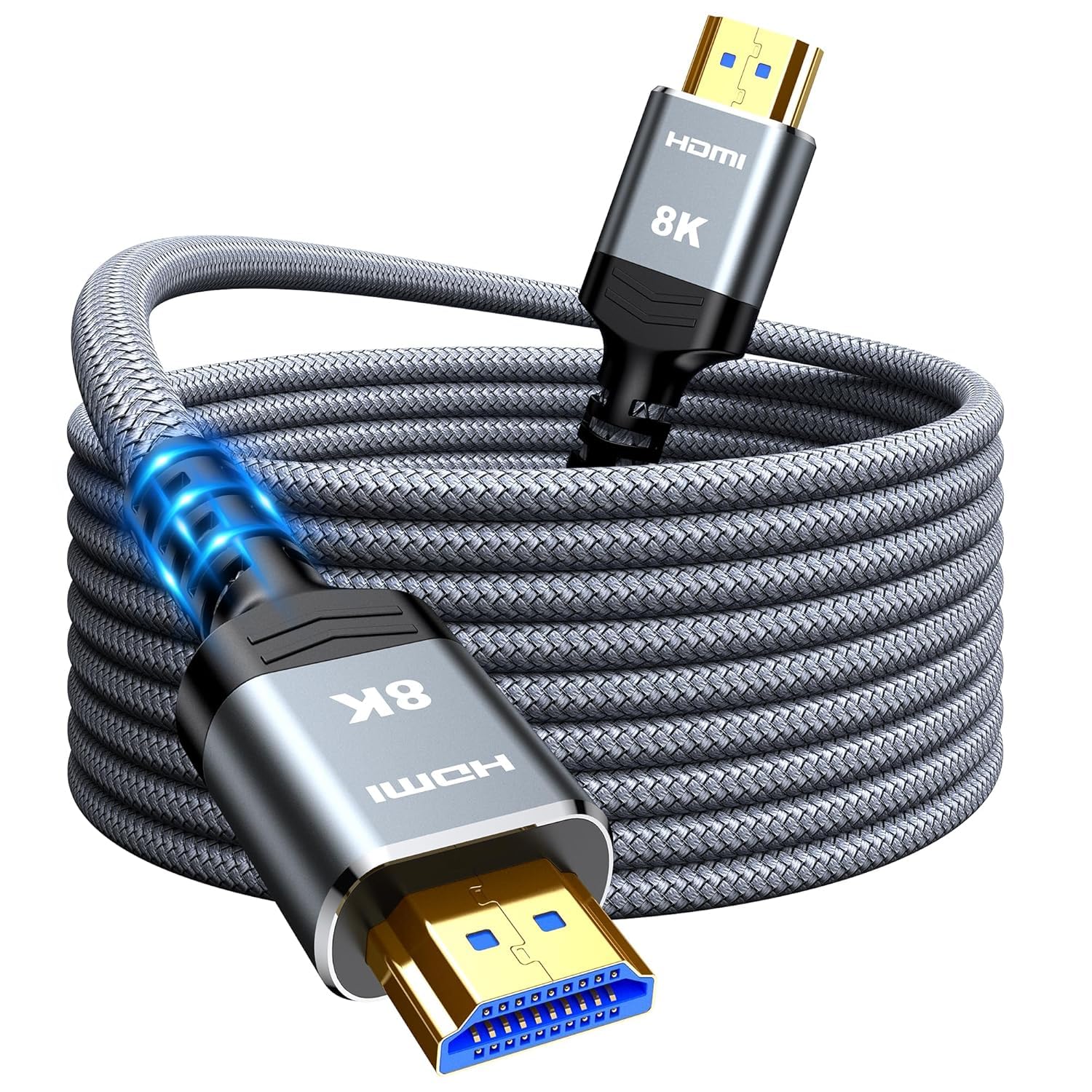 Cable HDMI 2.1, 15 m, 48 Gbps, 8 K, 60 Hz, 4 K, 120 Hz, alta velocidad, trenzado de nailon, con eARC y HDR