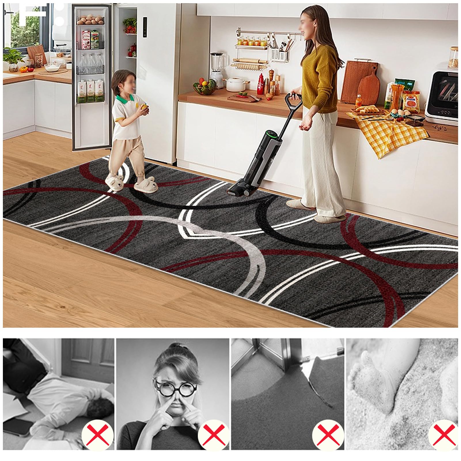 Dywan do długiego korytarza 70 x 150 cm antypoślizgowy dywanik kuchenny Chłonny chodnik wejściowy dywan do przedpokoju, dywanik kuchenny, dywanik do przedpokoju, kuchni, salonu, sypialni