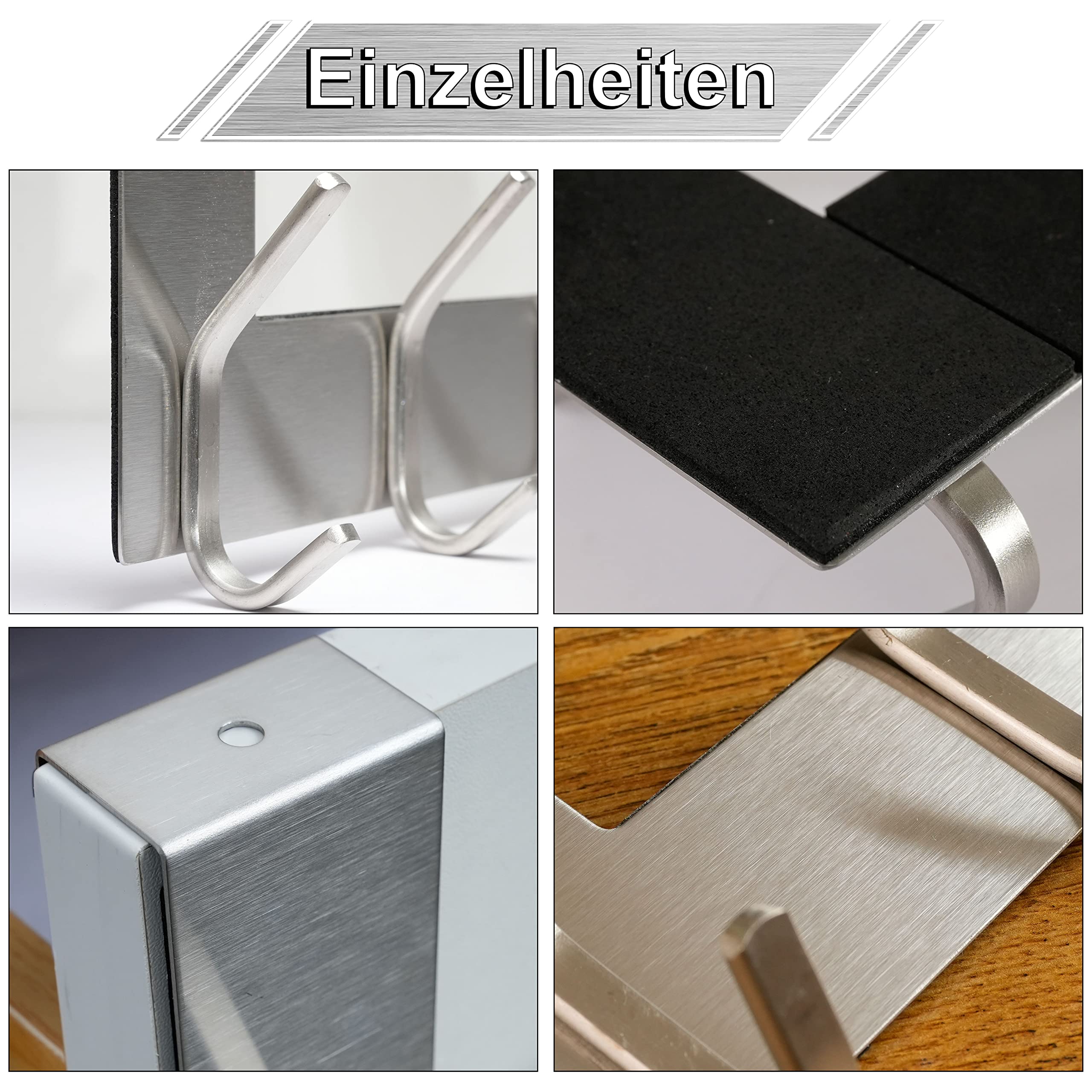 WEBI Türhaken zum Einhängen,Türgarderobe mit 6 Haken,Türaufhänger,Kleiderhaken Tür,Haken Tür,Türhakenleiste,2.1 cm,Silber,2 Stück