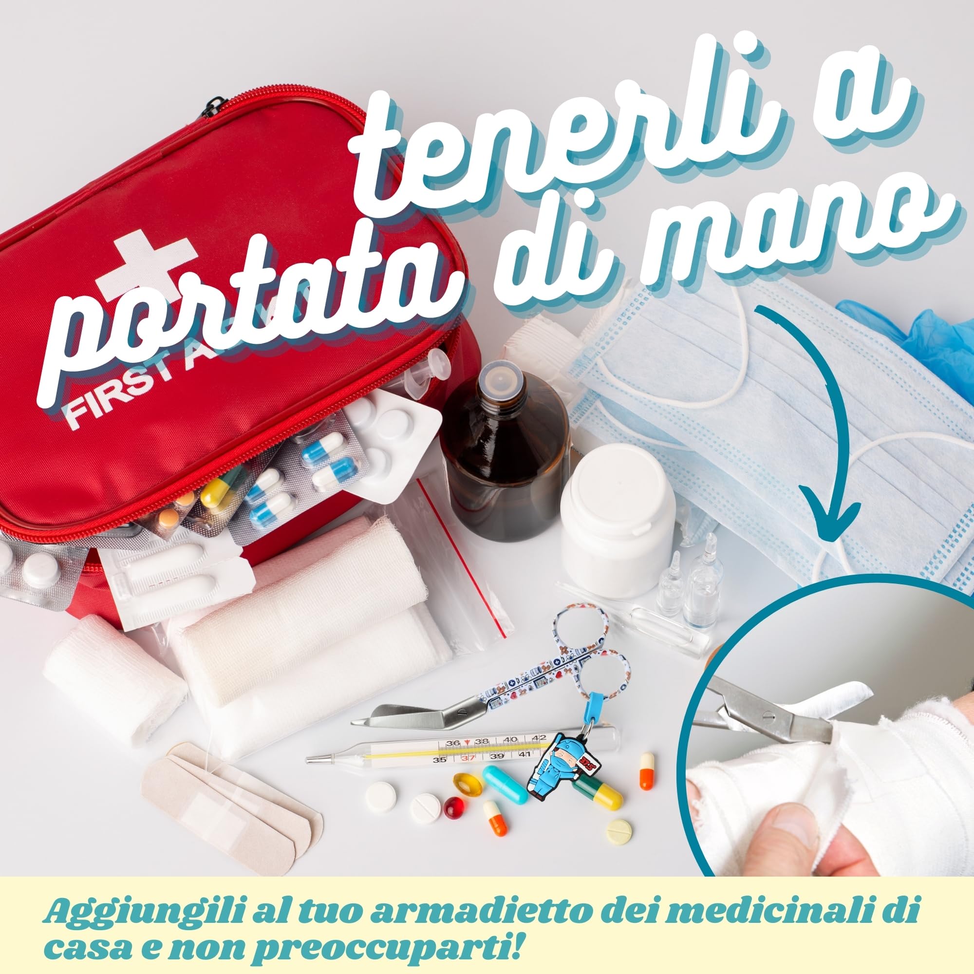 Ph Pro Heat Forbici Infermiere - Forbice Infermiere Professionale Curve per Bendaggio - Accessori Infermieristica.