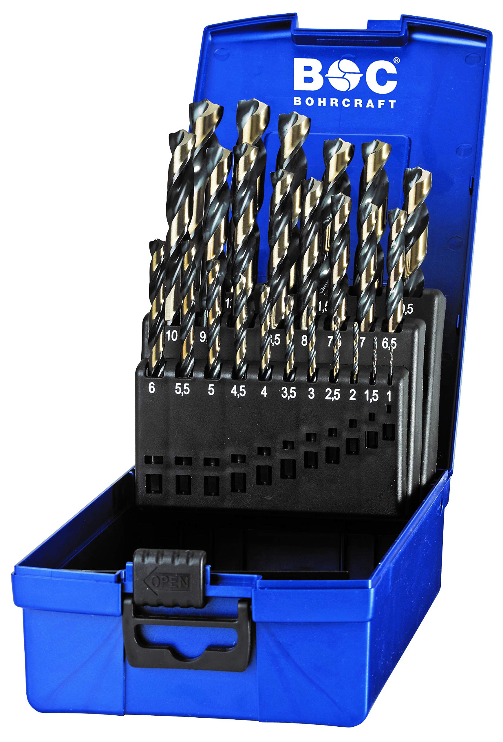 Bohrcraft Jg. brocas DIN 338 HSS-G TURBO, caja ABS // 25-uds. 1,0-13,0 x0,5 mm