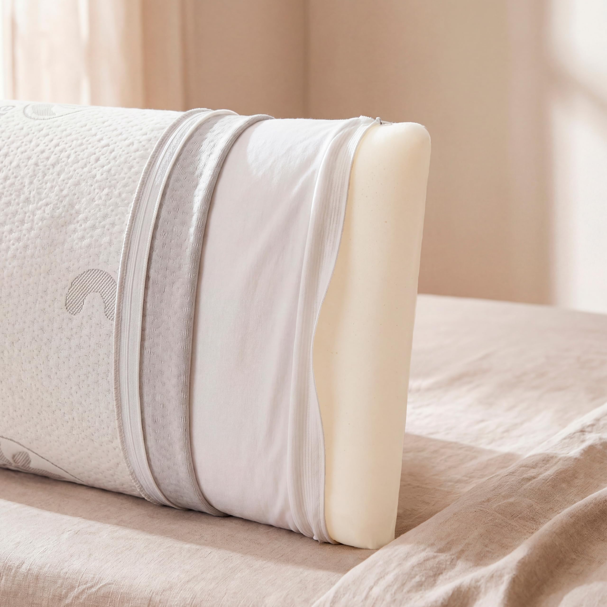 Todocama Cuscino viscoelastico Aloe Vera (pack 2 unità 70 cm), nucleo viscoelastico compatto per cervicale e collo, a rigidità media-alta, doppia copertura per cerniera.