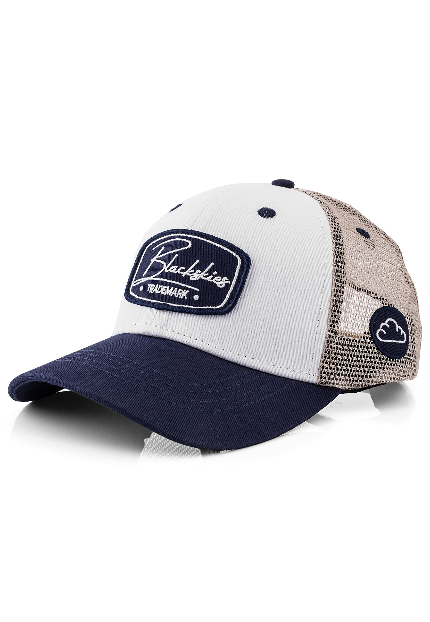 Blackskies® Race Baseball Cap | Unisex Premium Trucker Snapback | Cap White-Navy-Sand - Men Women Streetwear Outdoor Summer Casual