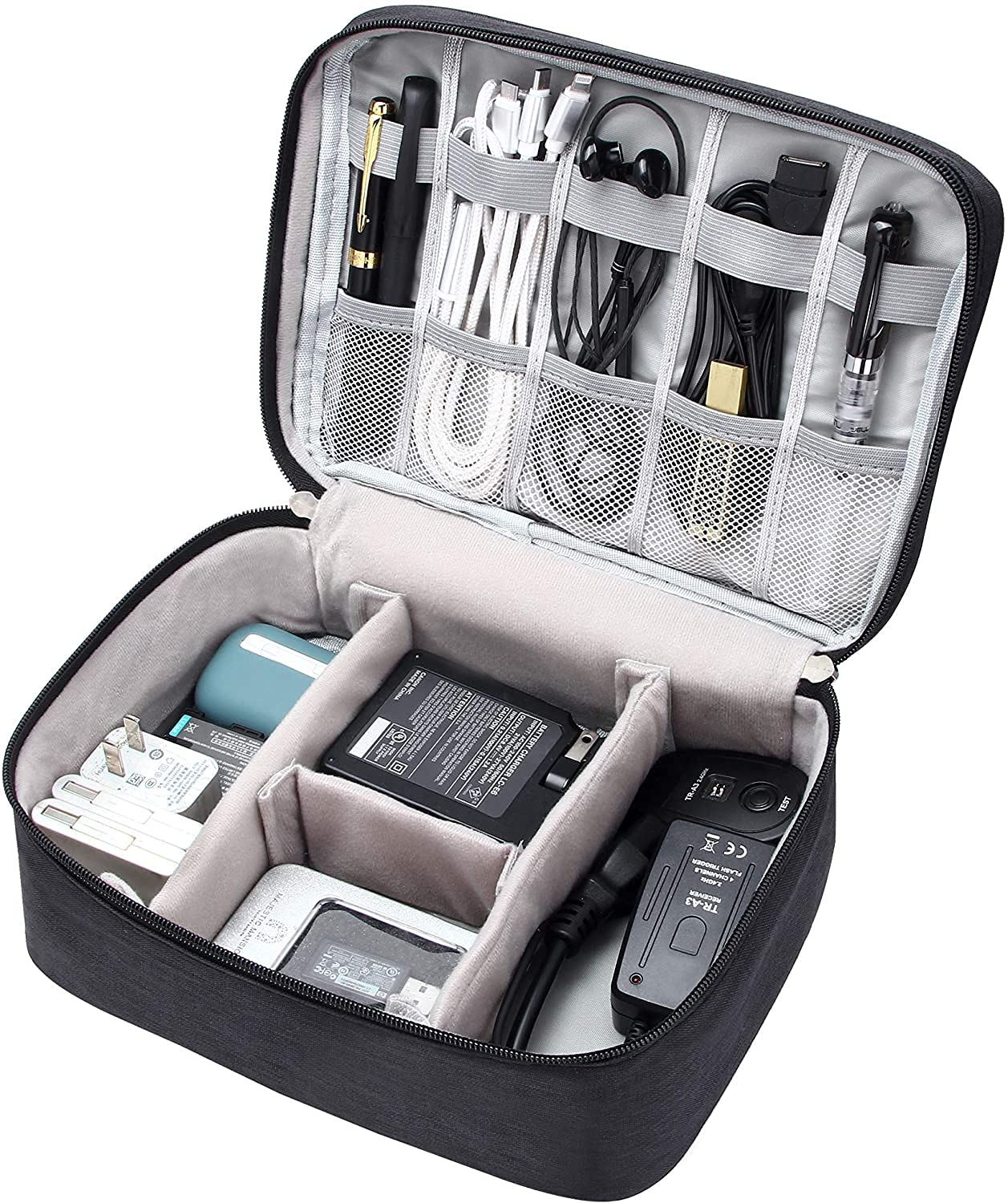 Torba elektroniczna organizer przenośna torba na kabel do tabletu, zewnętrzny dysk twardy, ładowarka, kable, adaptery, karty pamięci, przewody USB, czarny, Łatwe do noszenia