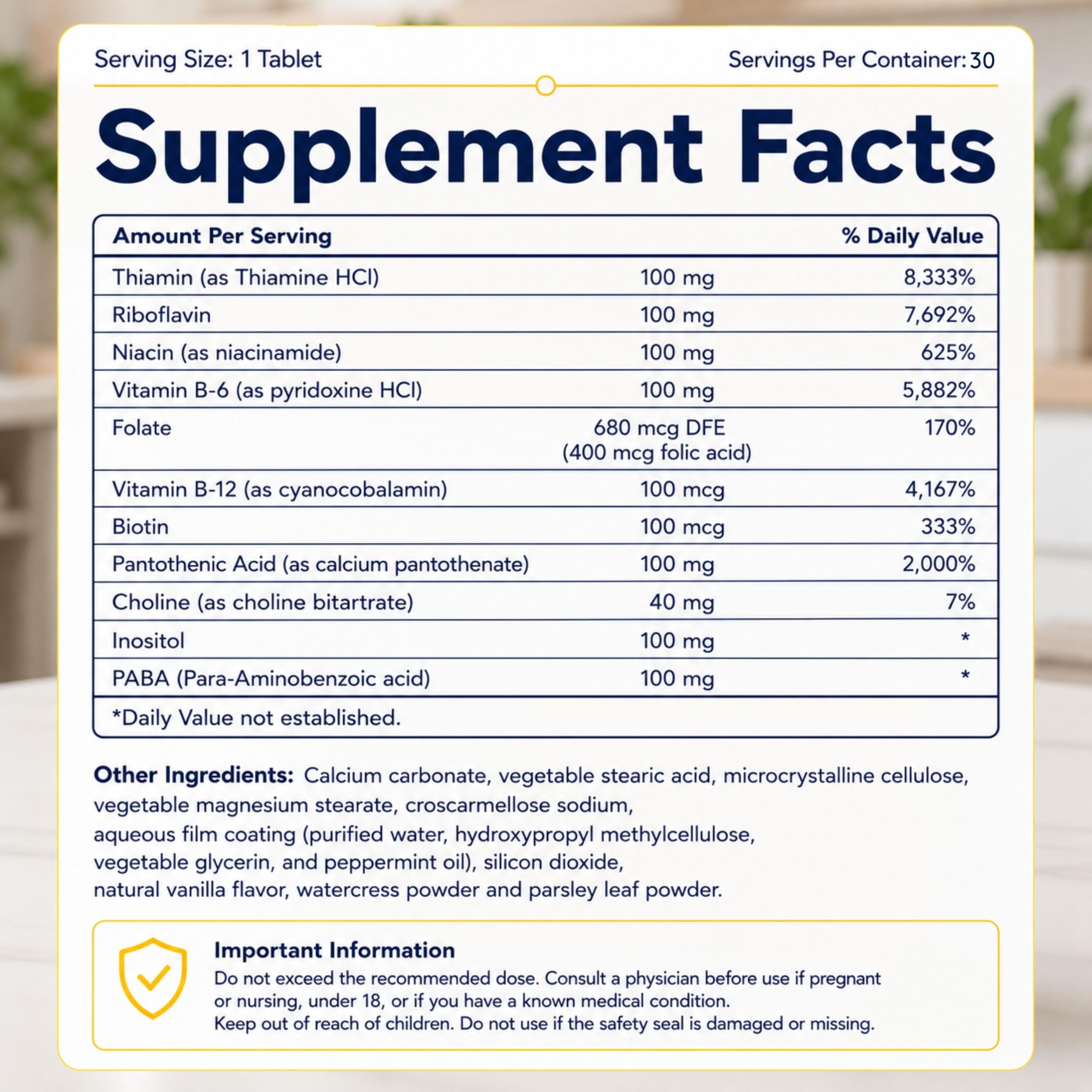 Youth & Tonic Super B Complex 100, Stress B Complex, PABA B-100 Vitamins — Amazon image 7