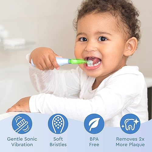 Miniatura 4 de Brusheez Cepillo de dientes sónico para niños pequeños, cepillo de dientes seguro y suave para edades de 1 a 3 años con temporizador integrado