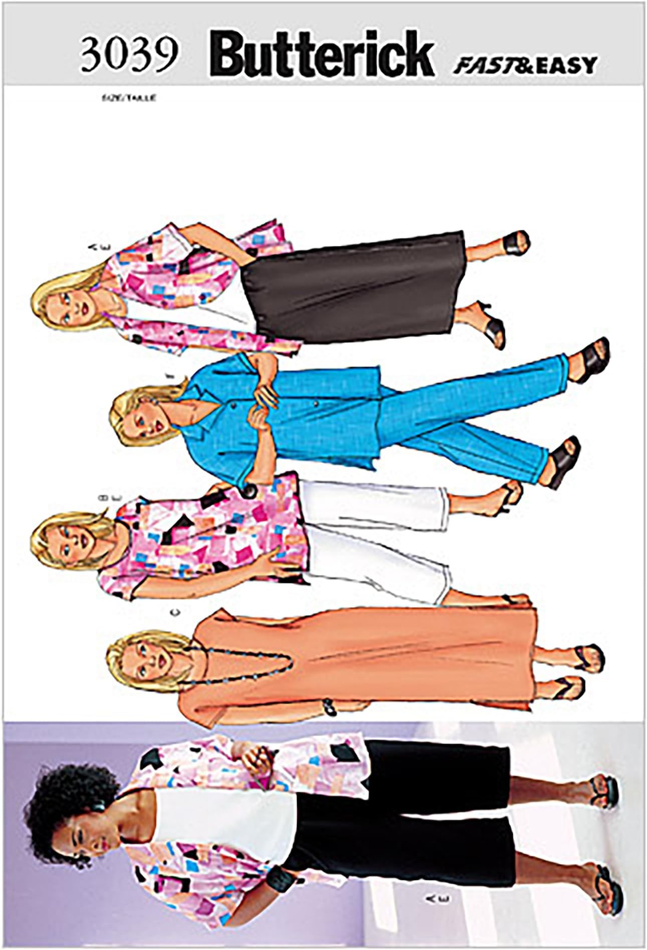 ButterickPATTERNS B3039 Women's/Women's Petite Shirt, Top, Tunic, Dress, Skirt & Pants, Size 16W-18W-20W