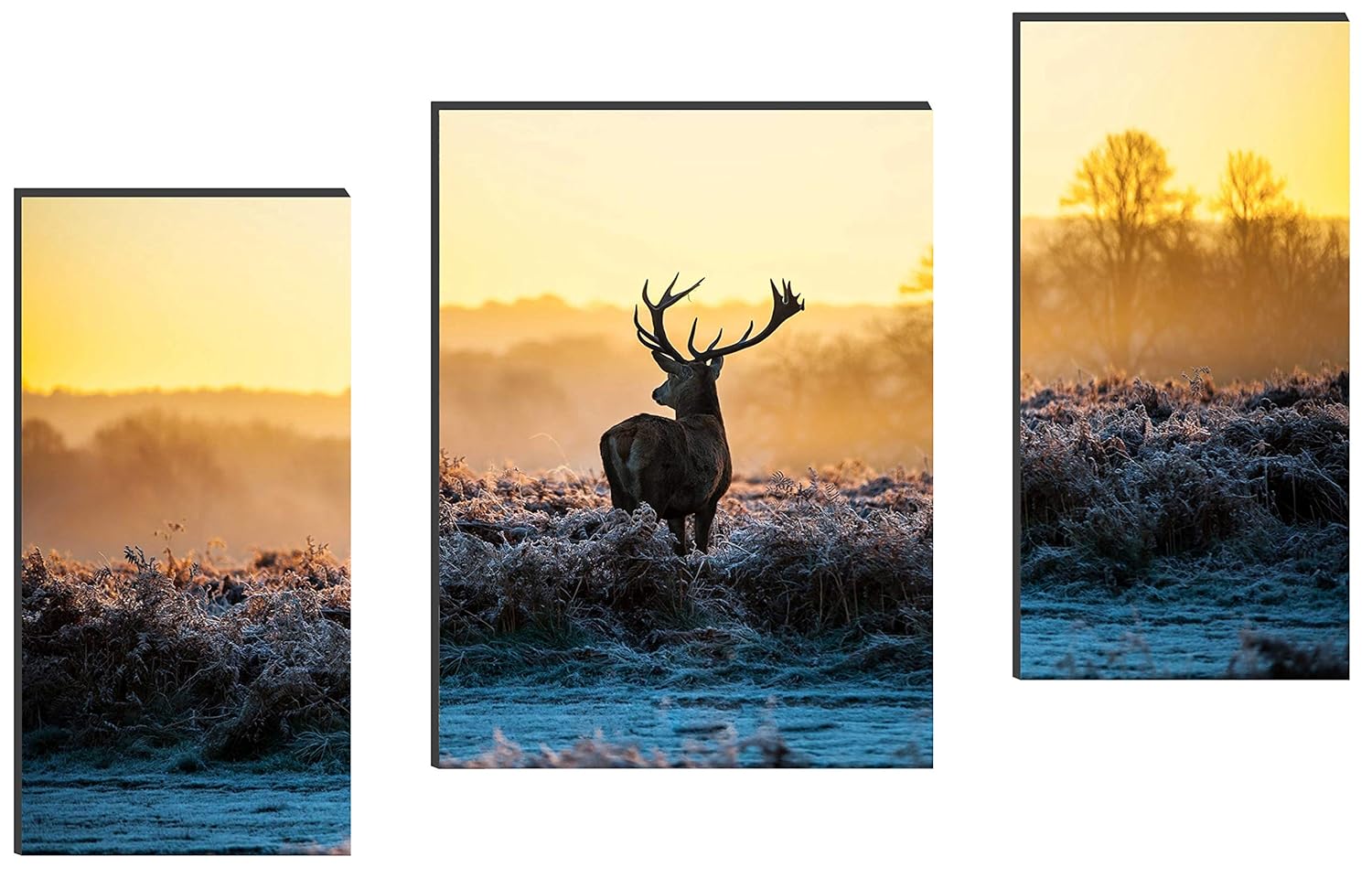CRAFTSFEST Vastu Deer 7MM MDF Self Adhesive Set of 3 Wall Painting