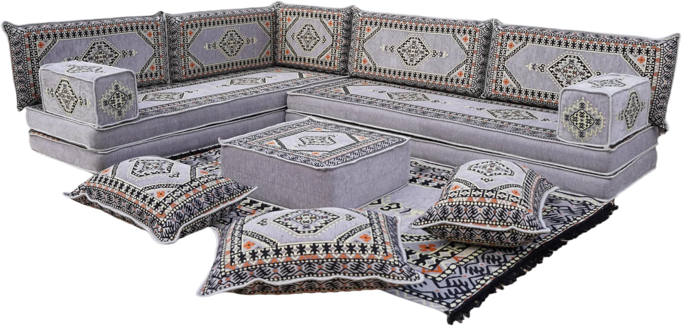 arabicsofa Gray Oriental Arabic Jalsa Floor Seating – Handmade Modular Floor Cushion