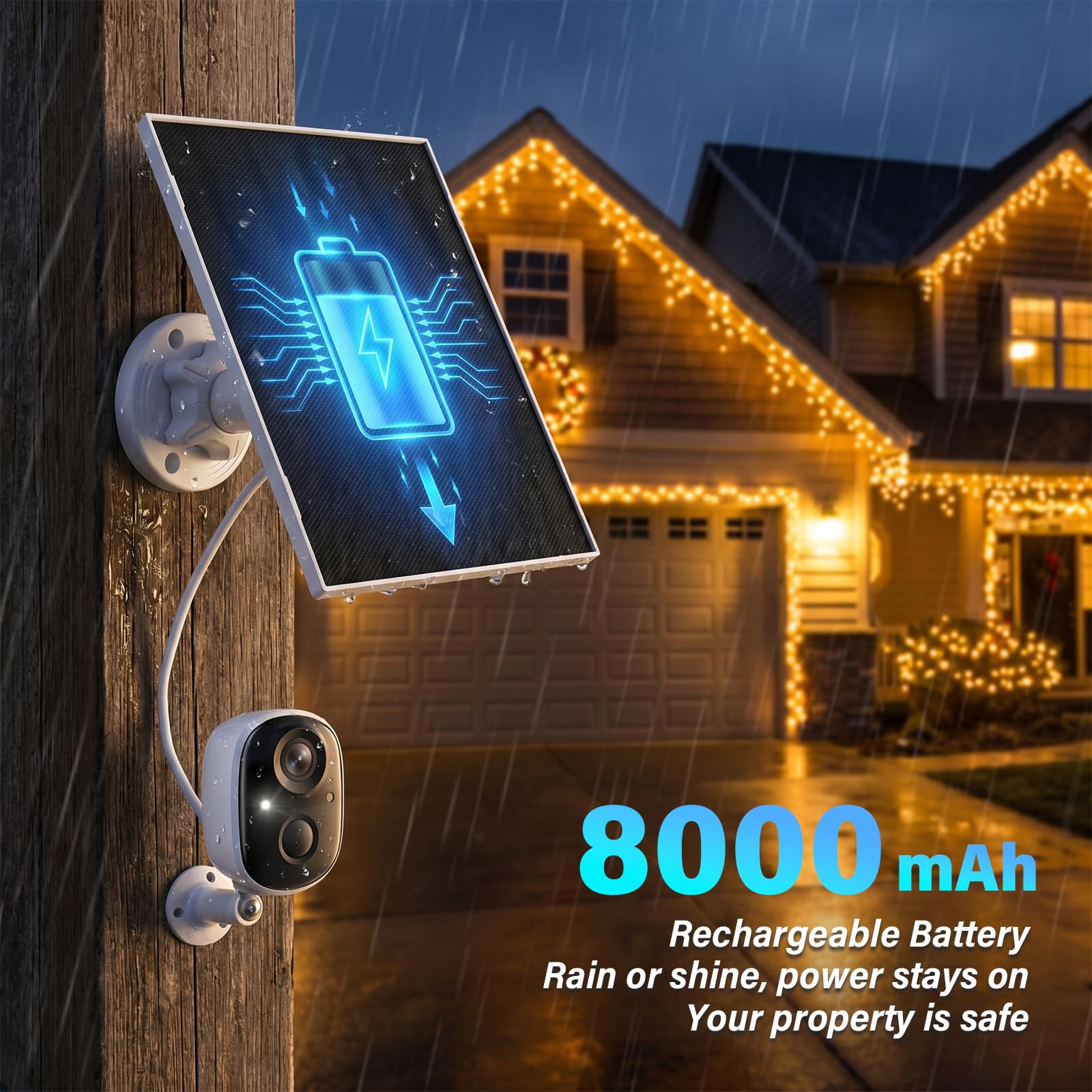 Lot de 2 panneaux solaires 5 W/5 V avec batterie intégrée de 8000 mAh