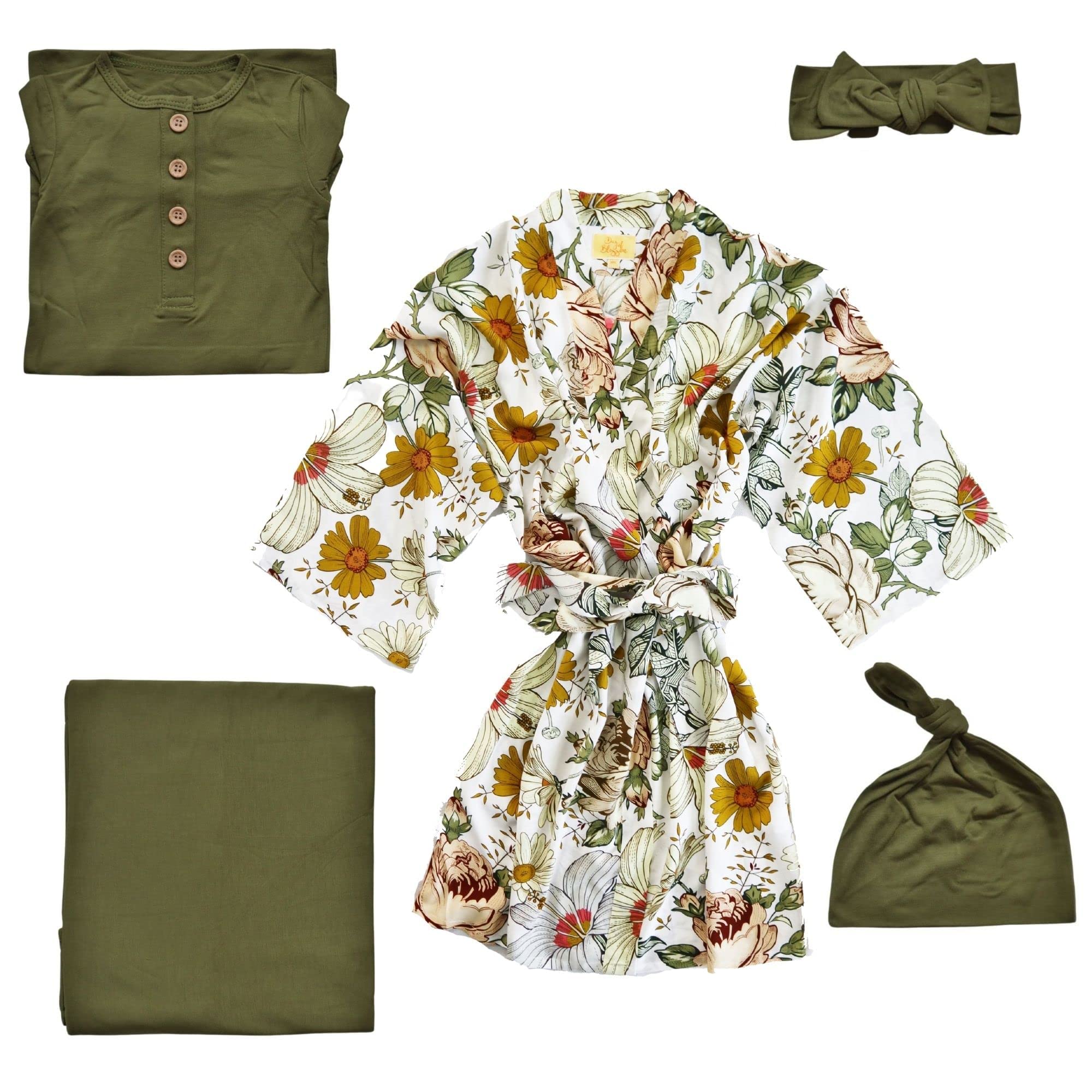 Solid Green Swaddle and Hat Set for Baby Boy Or Girl - Gender Neutral Newborn Blanket and Hat Set Soft and Stretchy