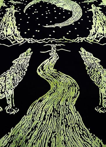 Vista 3 de Sophia-Art Tapiz bohemio bohemio psicodélico decoración india hecho a mano colgando tapices indios dragón, hippie, yin-yangluna-lobo, póster