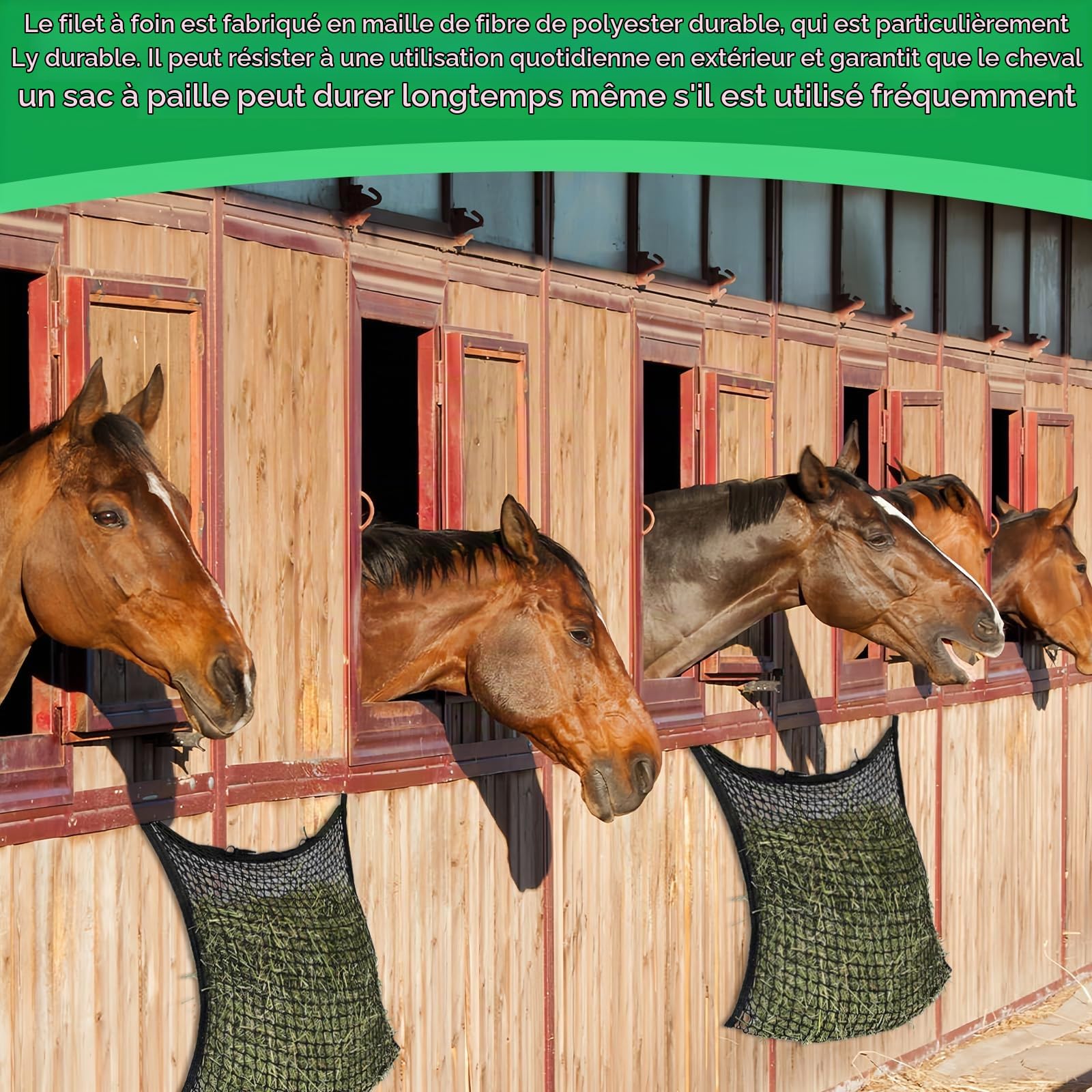 Vegena 2pcs Filet À Foin Pour Chevaux, Filet À Foin Sac À Foin Pour Chevaux Filets À Foin Filet D'alimentation Filet De Nourriture Pour Foin Pour Une Alimentation Adaptée À L'espèce 90 x 60cm