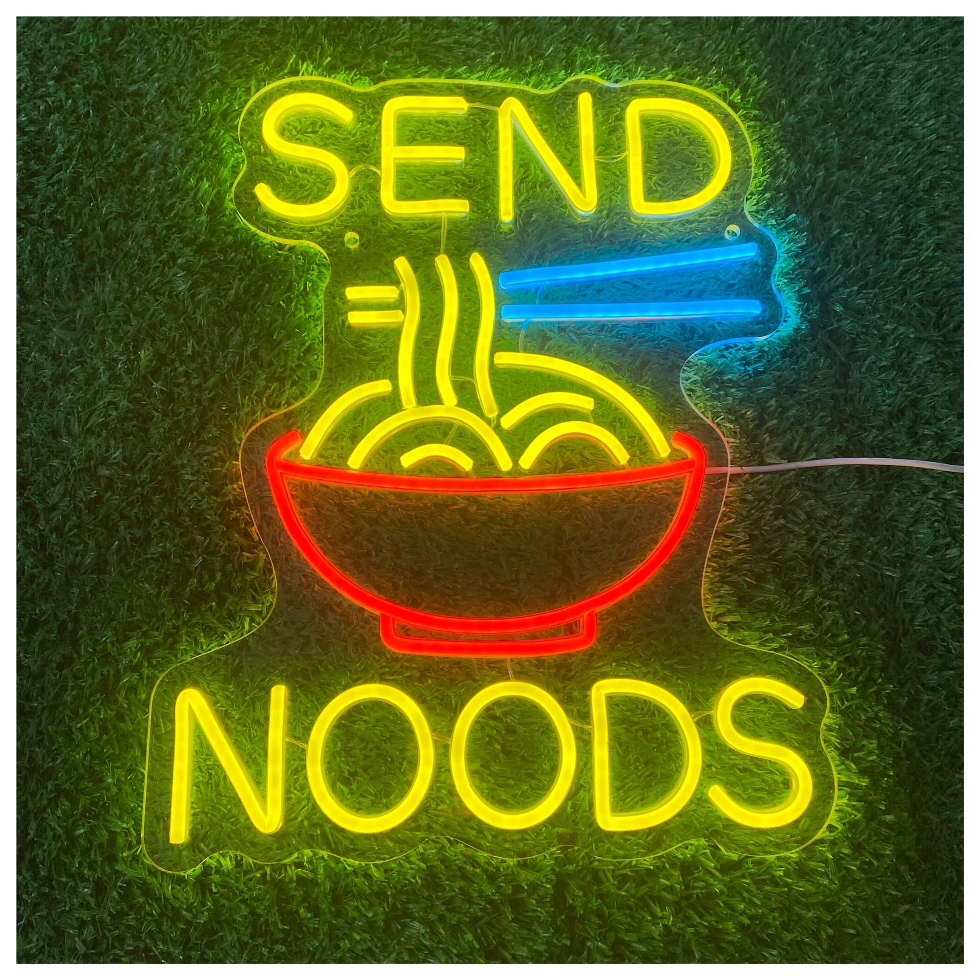 Rongch One Color Hanging Art Signs Sent Noodles Neon Sign Light Dimmable For Street Food Store Restaurant Eating Noodle Decor Illuminated Lamp 35Cmx45cm/13.78Inx17.72in