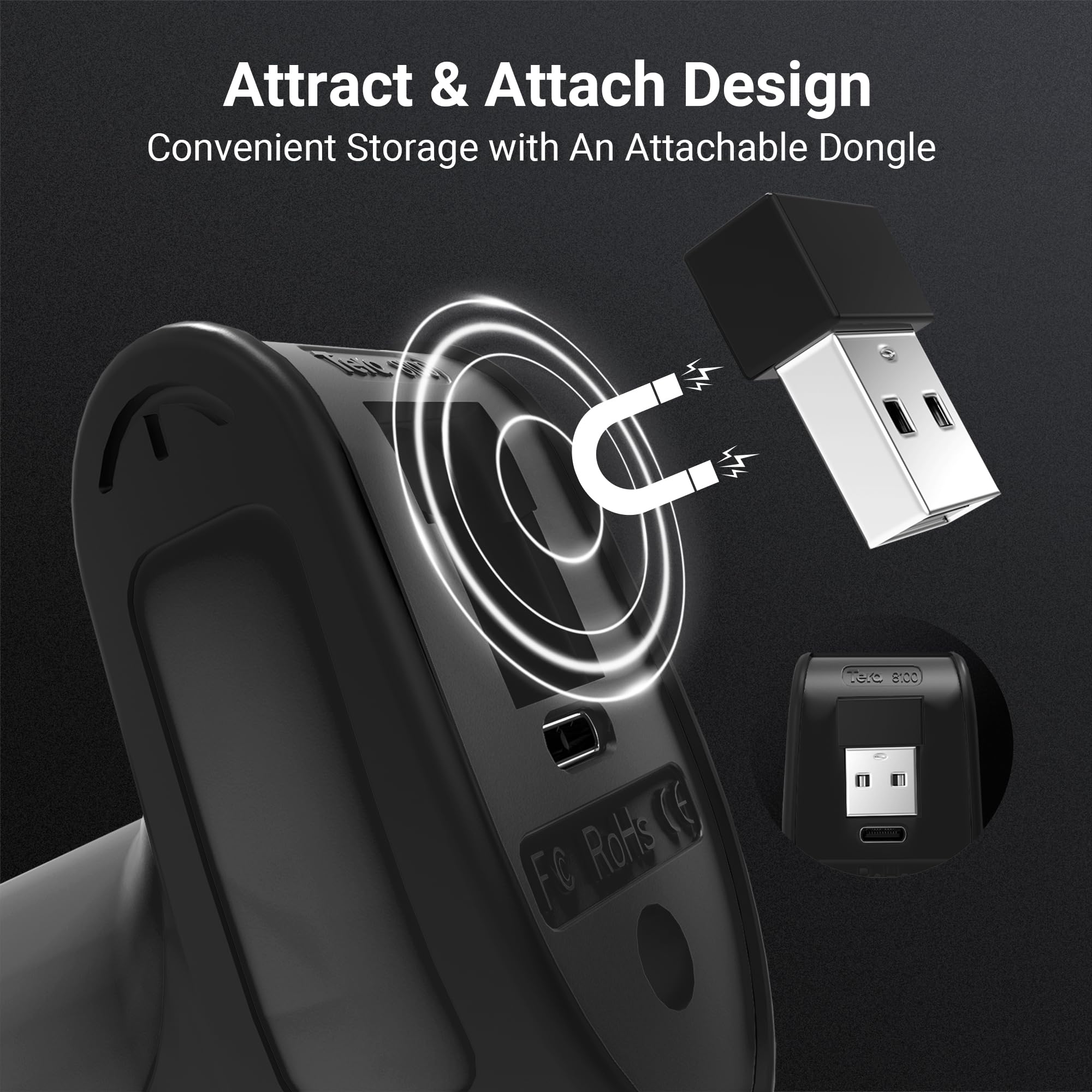 Tera Escáner de códigos de barras inalámbrico 2D QR con soporte: Pro Version Indicador de batería de 2500 mAh Lector de códigos de barras de grado industrial compatible con Bluetooth 2.4G para Windows
